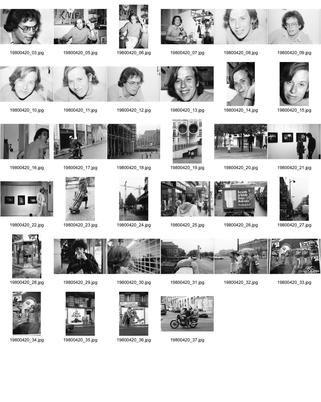 Image of sheet 19800420: Portrait Thomas Gabathuler und Roli Fischbacher. Weinbergstrasse 37. Paris Pucci Martegani Antonella, und X. Pariser Brot. Centre Pompidou. Beaubourg. Plakatwand. Touristen. Motorrad. Paris Frankreich
Jugendbewegung Bewegig AJZ Zürcher Jugendunruhen Demonstrationen Zürich Schweiz 1980