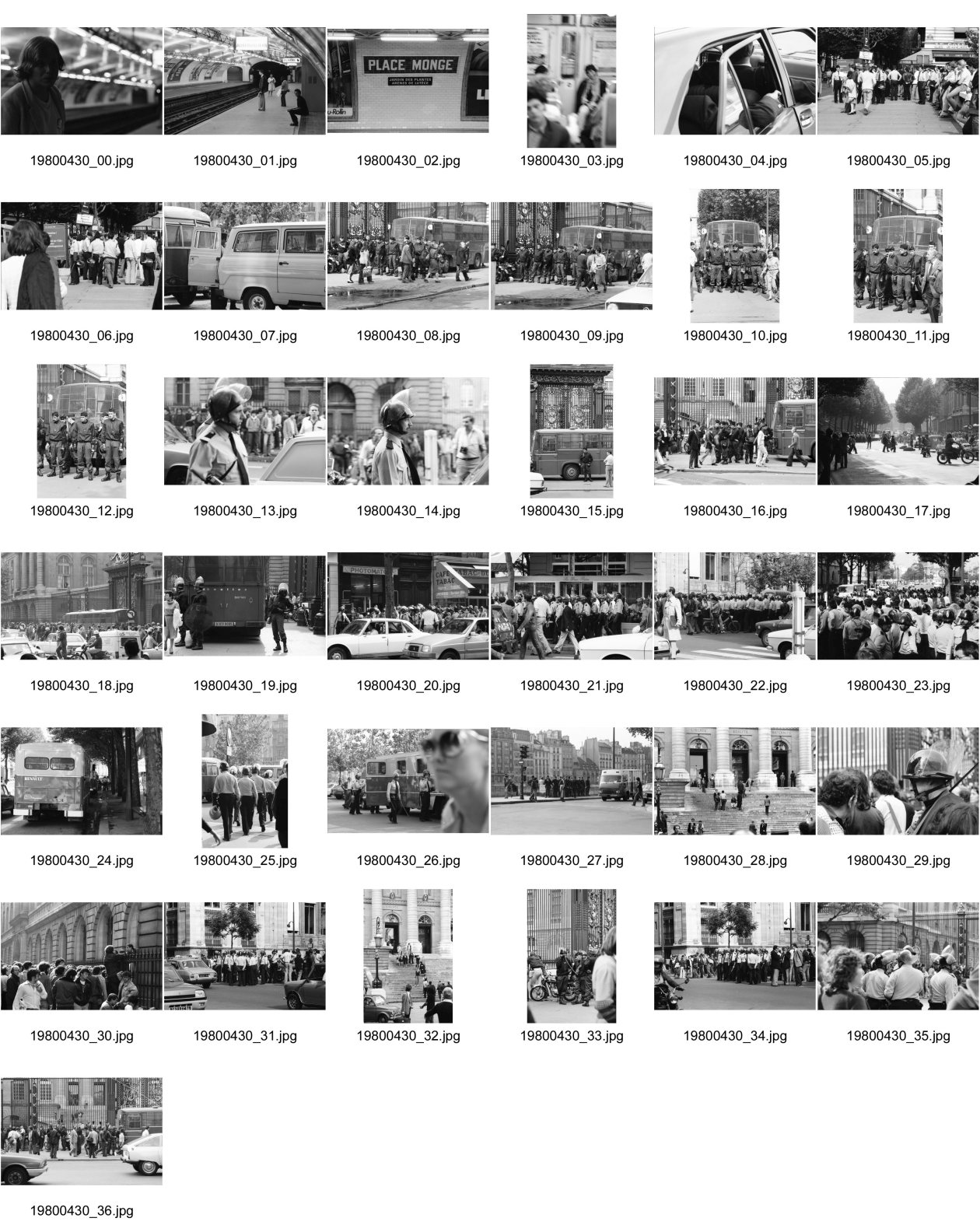Image of sheet 19800430: Place Monge Metrostation mit Roli Fischbacher. Prozess gegen Neonazi Mark Fredrikson. Im Palais de Justice. CRS Polizei einheiten Liberté Egalité Fraternité steht an den Eingängen. Treppe. France Frankreich 1980 
Jugendbewegung Bewegig AJZ Zürcher Jugendunruhen Demonstrationen