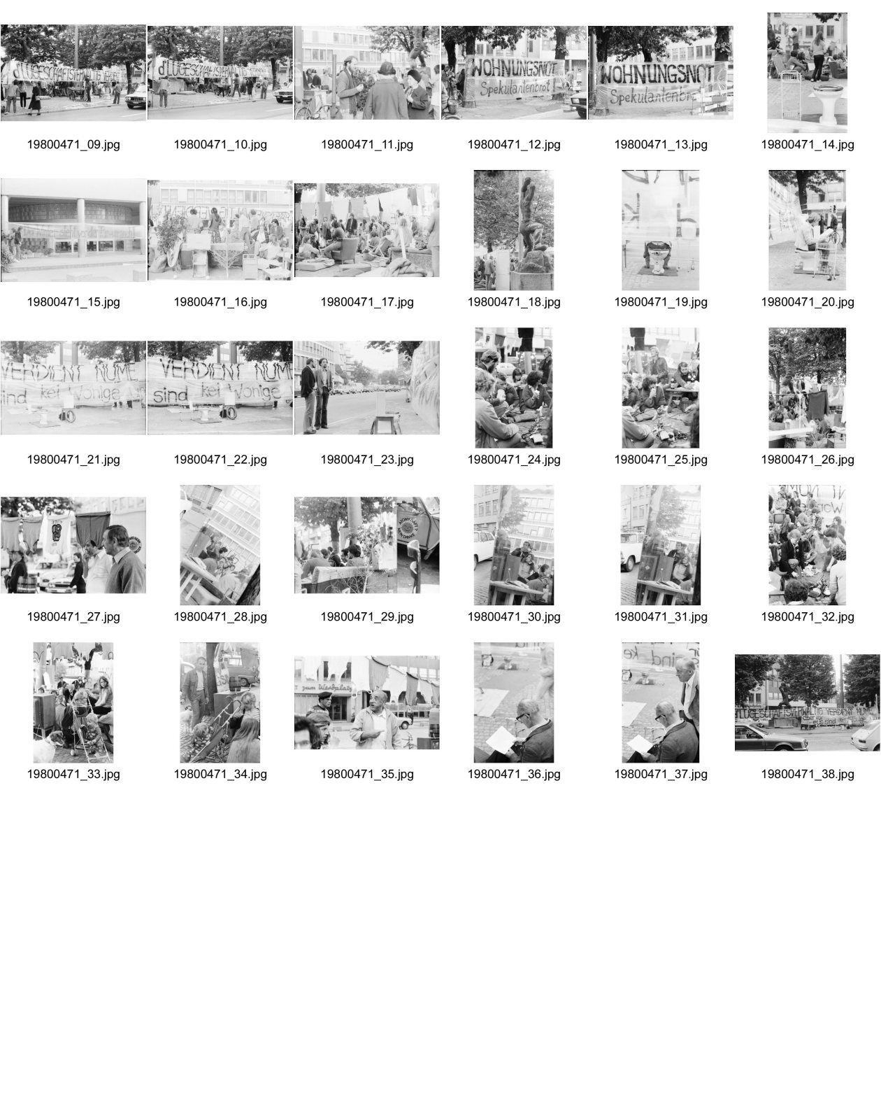 Image of sheet 19800471: Wohnungsnot Demo am Zügel Tag. 01.10. am Werdmühleplatz vor Stadt Zürich Liegenschaftsverwaltung. Zügeltag. Transparent. Junger Mann mit Leiterwagen. Mütter mit Kind in Kinderwagen. Atomkraft Nein Danke Kleber an Citroén DX.
Wohnungsnot Spekulantenbrot Besetzung und Demonstration gegen Wohnungsnot auf dem Wermühleplatz vor dem Restaurant Cooperativo und der städtischen Liegenschaftsabteilung Mütter mit Kindern Koni Stocker Atomstrom nein danke
Jugendbewegung Bewegig AJZ Zürcher Jugendunruhen Demonstrationen Protest Youth movement 1980