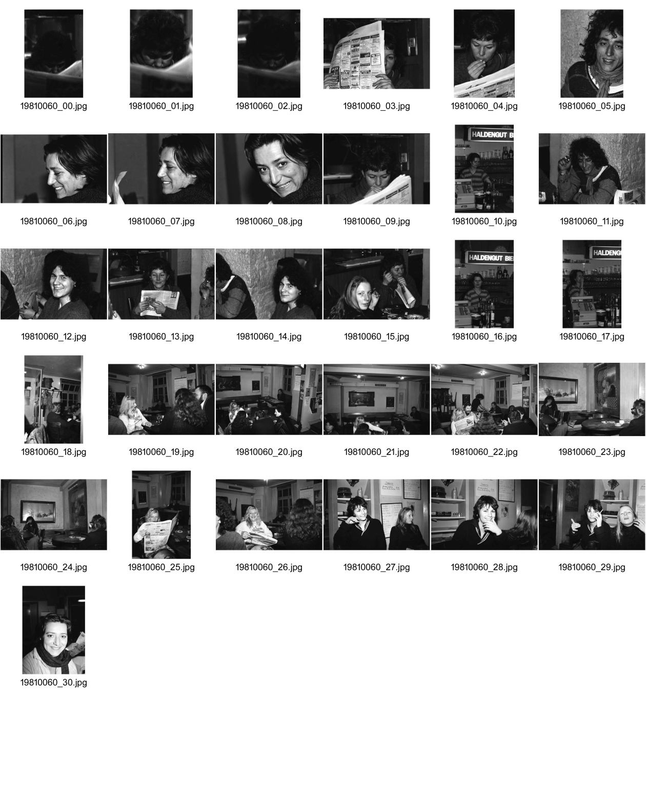 Image of sheet 19810060: Tom Meyer, Lydia Bischofberger Olivia etc. im Restaurant Täubchen Tübli, Zürich 1980.