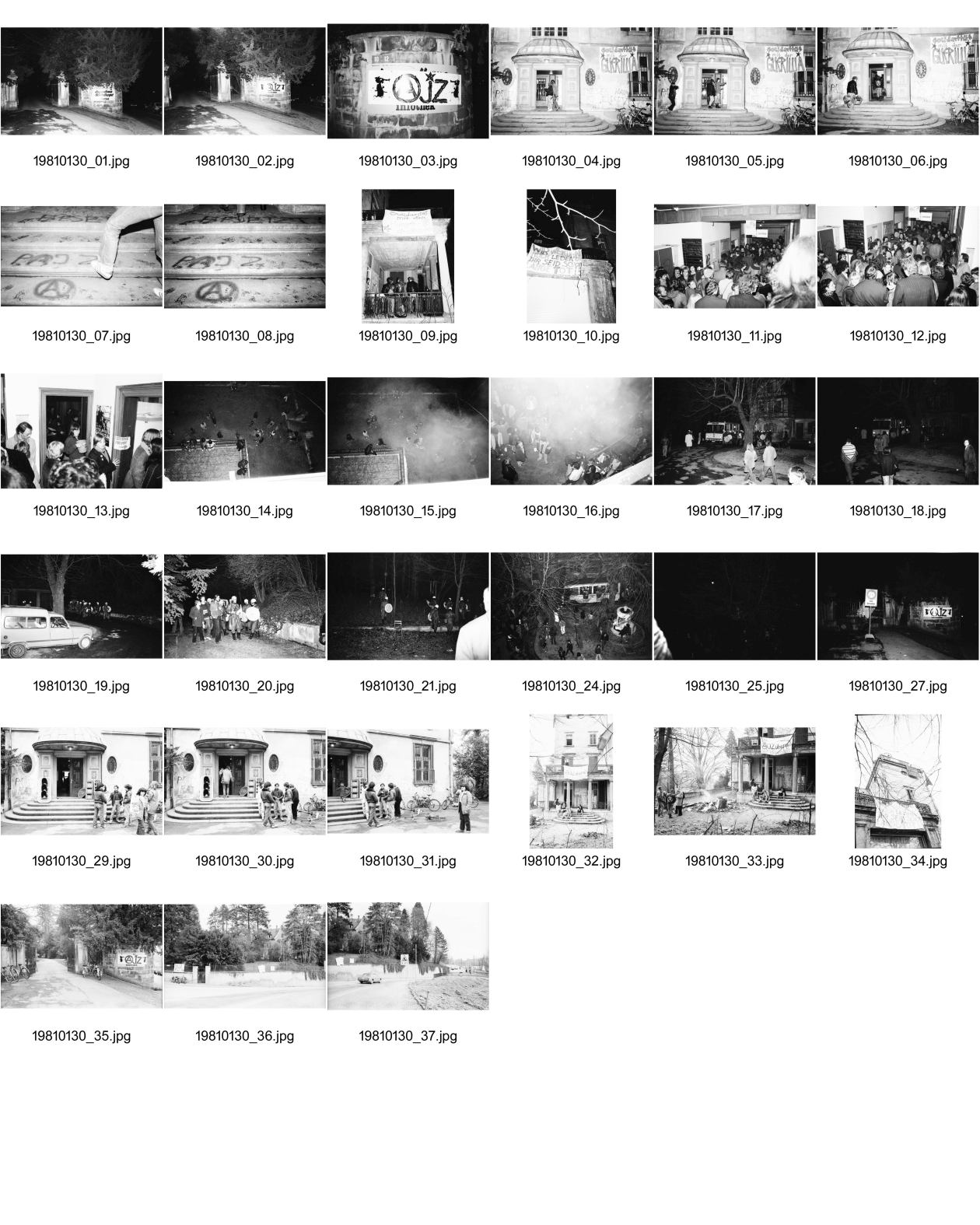 Image of sheet 19810130: SchindlergutAJZ  Besetzung mit Vollversammlung Graffiti Zürich, 1981.
»Wir werden noch leben, Ihr seid schon lange tot!!«