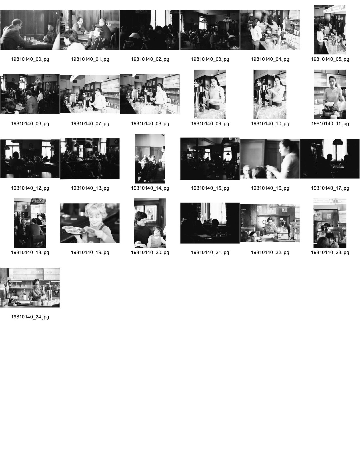 Image of sheet 19810140: Restaurant Krokodil mit Wirtin Frau Maspoli und Zora Bierausschank. Gäste. Kinder