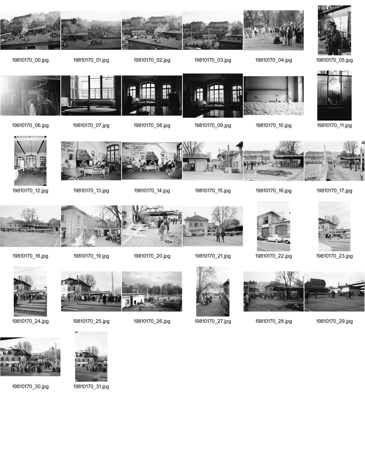 Image of sheet 19810170: frtsg 810163 
AJZ Wiederbelebt Innenraum Aussenansicht mit Graffitti
An der bewilligten «Frühlingsdemonstration» nehmen rund 8000 Personen teil. Als der Zug das AJZ erreicht, dringen Tausende in das Areal des AJZ ein, während ein Teil des Zuges seinen Weg Richtung Helvetiaplatz fortsetzt. Am Abend räumt die Polizei das Gelände des AJZ: Gewalttätige Auseinandersetzungen und Sachbeschädigungen in der Gegend des Hauptbahnhofs.
Frühlingsdemonstration und Besetzung AJZ an der Limmatstrasse 18-20 Auf Dach Terasse mit Transparent Autonomes Jugendzentrum Jugendunruhen Bewegung Jugendbewegung 
Youth movement Zürich 1981