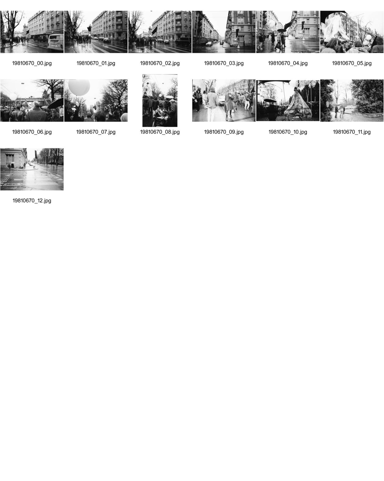 Image of sheet 19810670: Trauerkundgebung zum Tod von Gabriella Eberle. (gest. 17.11.81) Stauffacherstrasse Engelstr. Luft und Lärm. Grab Friedhof Zürich 1981