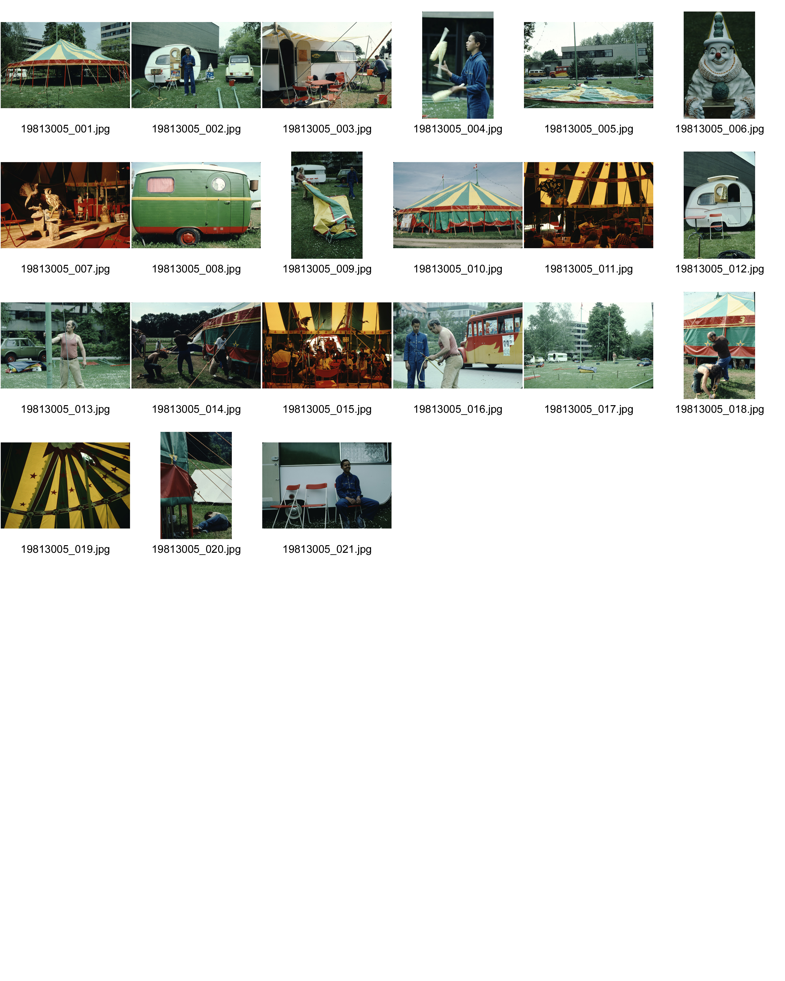 Image of sheet 19813005: Zirkus Parzival mit Percy Heussler, Seefeld 1981.