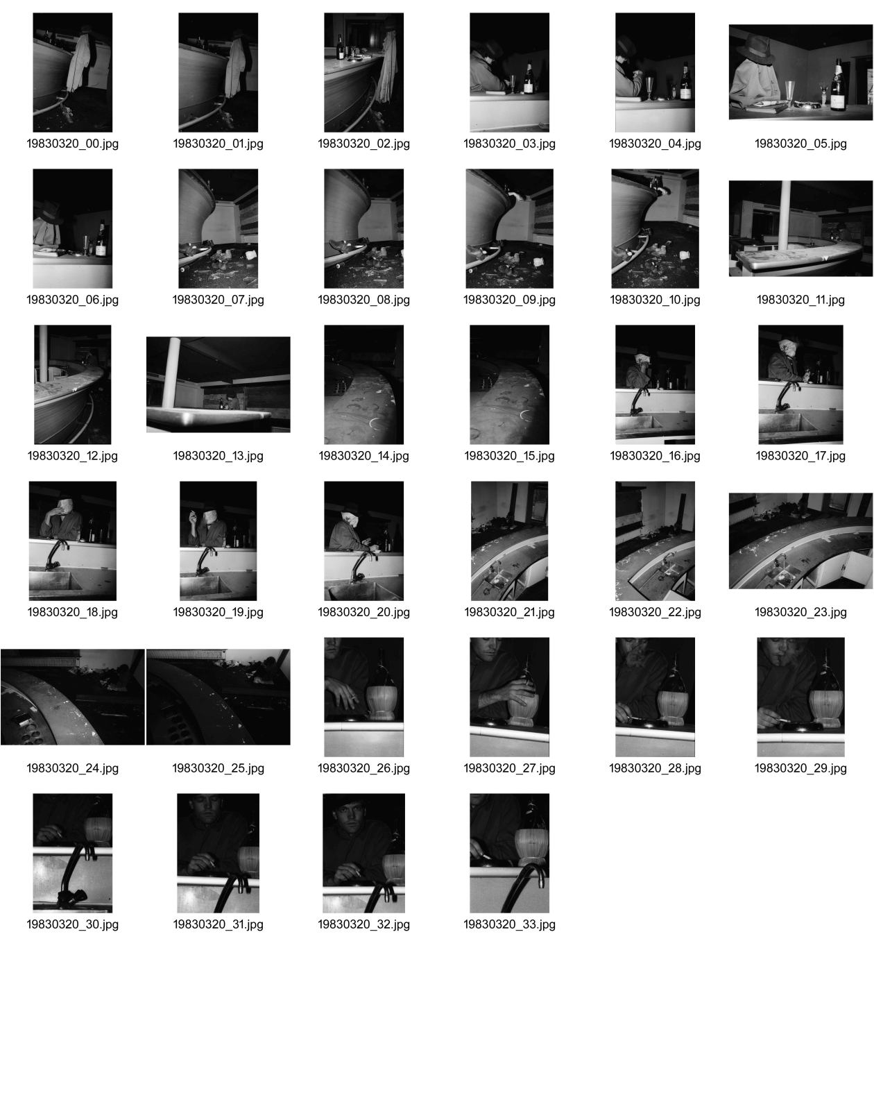 Image of sheet 19830320: gestellte Bilder in einer ausgedienten Bar in einem leerstehenden Haus an der Badenerstrasse. Weinflasche Hut Zigarette. Besetzung Wohnen Wohnungskampf Zürich