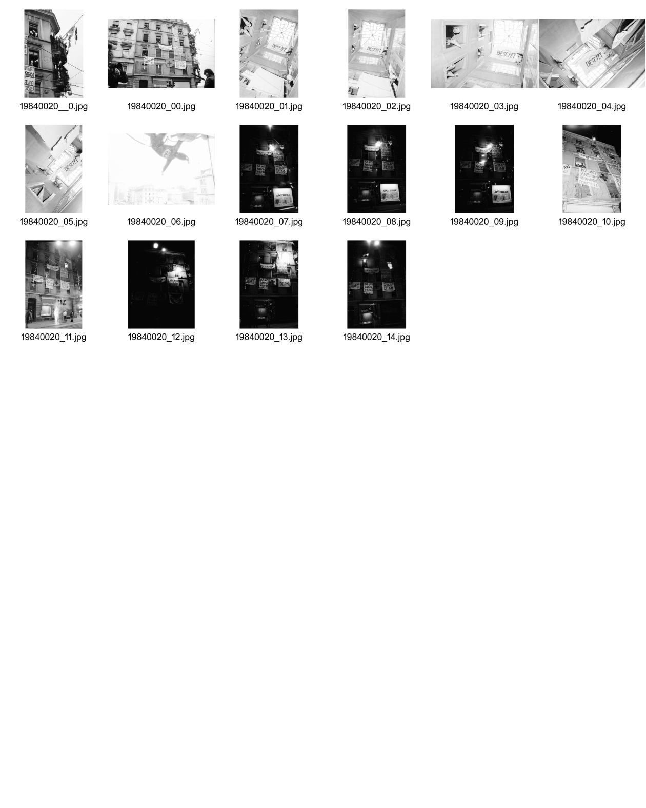 Image of sheet 19840020: Stauffacher Innenhof Besetzung durch Zürcher libertäre Aktivistinnen Hausbesetzer Kultur Transparent  'Besetzt' Spitzköpfe
Zürich 1983 
Stauffacher Besetzung Wohnungsnot Wohnen Häuserkampf Hausbesetzung Zürich Badenerstrasse 1984  Kreis vier 4 Schweiz Europe Switzerland Swiss occupy Aussersihl