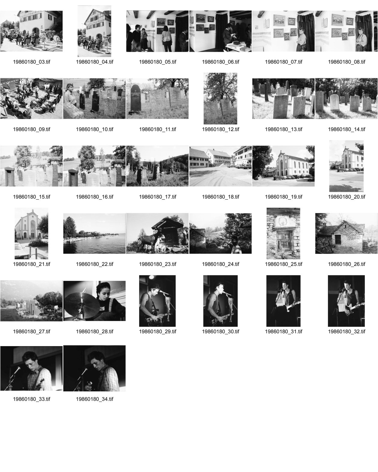 Image of sheet 19860180: In Lengnau Ausstellung mit Alis Guggenheim Bilder aus ihrer Kindheit in Lengnau im Ortsmuseum. Ruth Heussler Platzkonzert Gemeindegruppe. Jüdischer Friedhof Lengnau. Kanton Aargau Switzerland 1986 jewish Synagoge. Dorf. Utoquai Zürich Seepromenade. Mogheno. Ziegen vor Kapelle. Valle Maggia mit Leo (f) aus Brasillien. Freske Türe Holz Rustici. Neubauten Daniel Kesselring und Rudi Berli an Konzert in Genf. Geneva Schweiz 
Naima Wadimoff