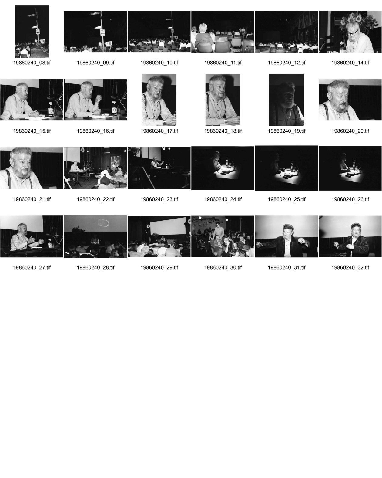 Image of sheet 19860240: Lesung mit Georg K. Glaser Portrait Schriftsteller lebt in Paris, Kanzlei Xenix Filmklub Baracke.