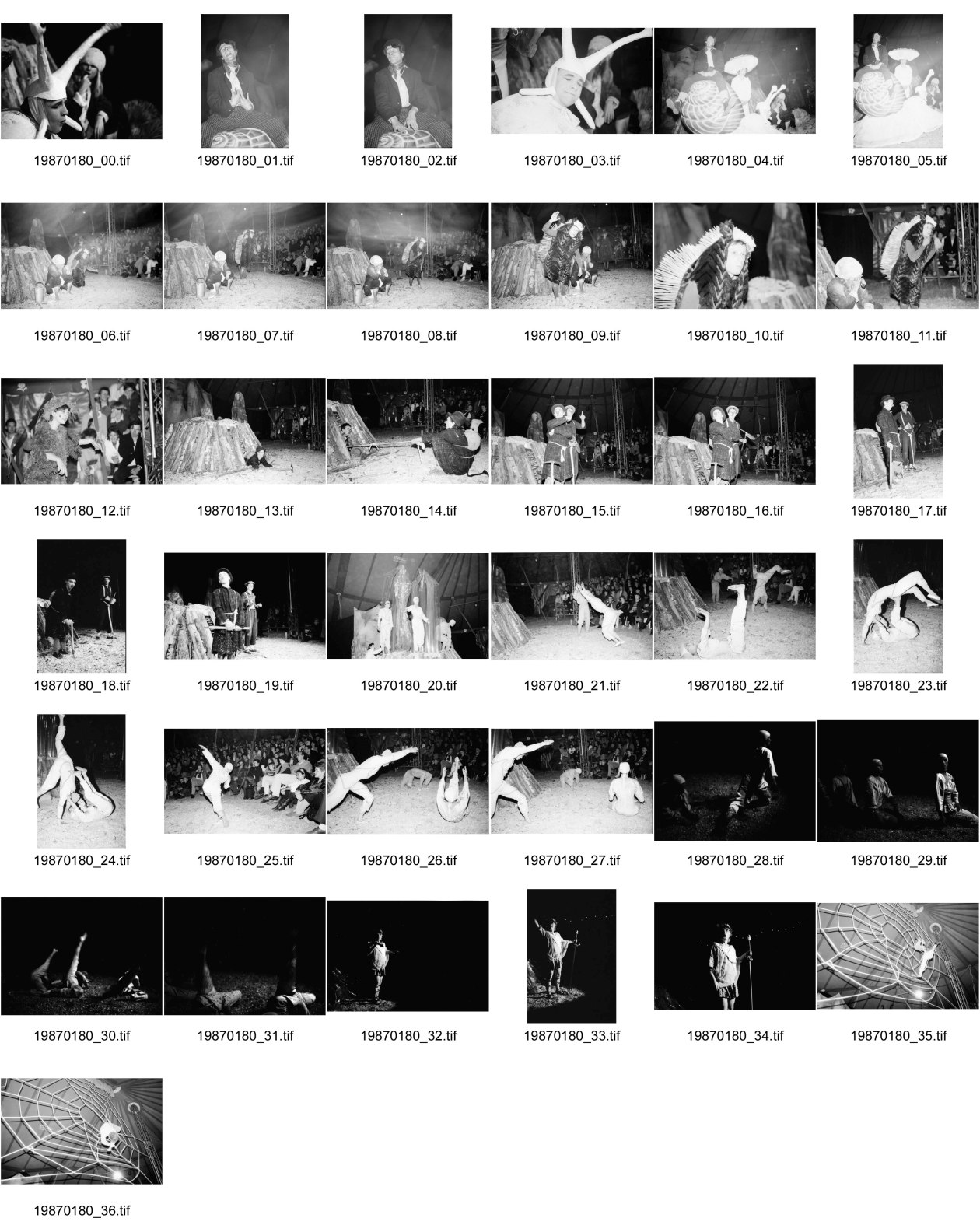Image of sheet 19870180: Federlos Zirkus Theater mit Anna Barbara, Silvano Speranza, Marcel Joller, Ueli Bichsel, Mathis Pilloud, Rote Fabrik, Zürich 1987.