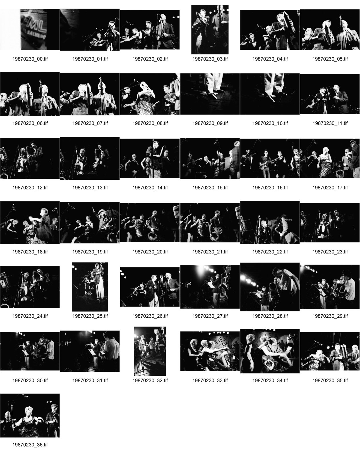 Image of sheet 19870230: In der Roten Fabrik mit Clan Miller and the Hot Kotz. Bice Äberli Aeberli, Hansueli Ziegler und Fritze Bisenz Hutzenlaub Zürich Kultur culture music concert band rock 
Sterne foifi Koller Boni Konzert 1987 Center Switzerland Schweiz Zürich