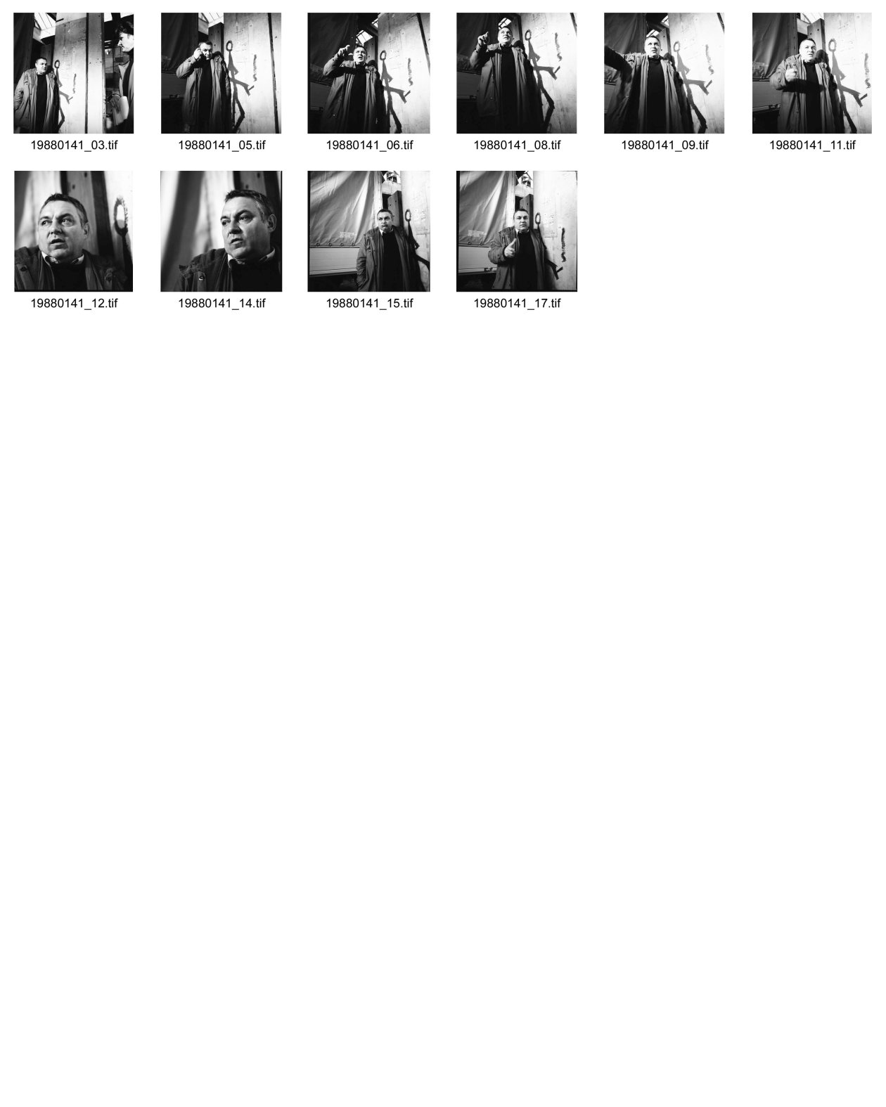 Image of sheet 19880141: frtsg. 880140 Portrait Mathias Gnädinger im Depot Tiefenbrunnen. Mit der Schaubühne aus Berlin Schuld und Sühne von Dostojevski. Er ist nicht im Kostüm und ich stelle ihn. 6 x 6 Hasselblad
Mathias Gnädinger, famous Swiss actor. He sits under the portrait of veteran actor Michel Simon, wich is his model. 1988 Zürich Schweiz Switzerland