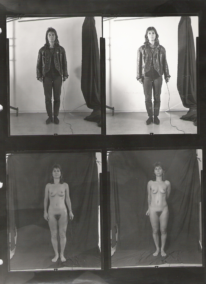 Image of sheet 19880710: Olivia nackt und bekleidet Fotofachklasse Selbstportrait4 x 5 Inch Sinar Zürich 1988