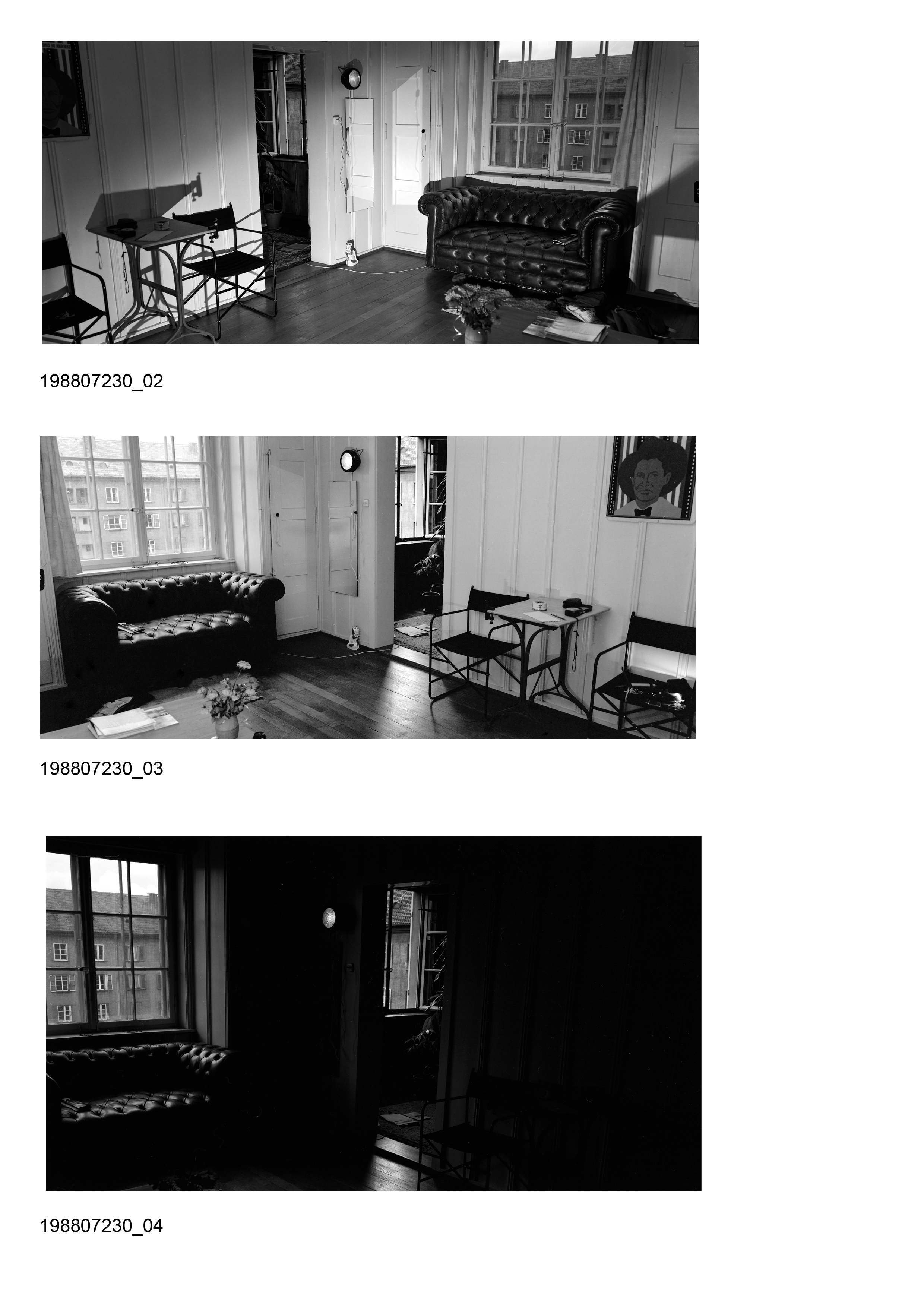 Image of sheet 19880730: städtische Wohnsiedlung Erismannhof Kreis vier Aussersihl Zürich Schweiz Switzerland Swiss Interieur Stube Wohnzimmer Leben Möbel Living room 1988 4 x 5 Inch Sinar © 1988, Olivia Heussler