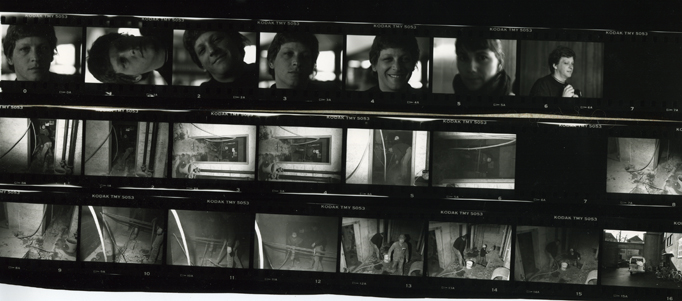 Image of sheet 19890020: Portrait Antonio Turok auf dem Flughafen von Guatemala. Olivia. Im Keller beginnen die Umbauten im Erismannhof. Die Arbeiter Pressluftboren ein Loch. Zürich 1989