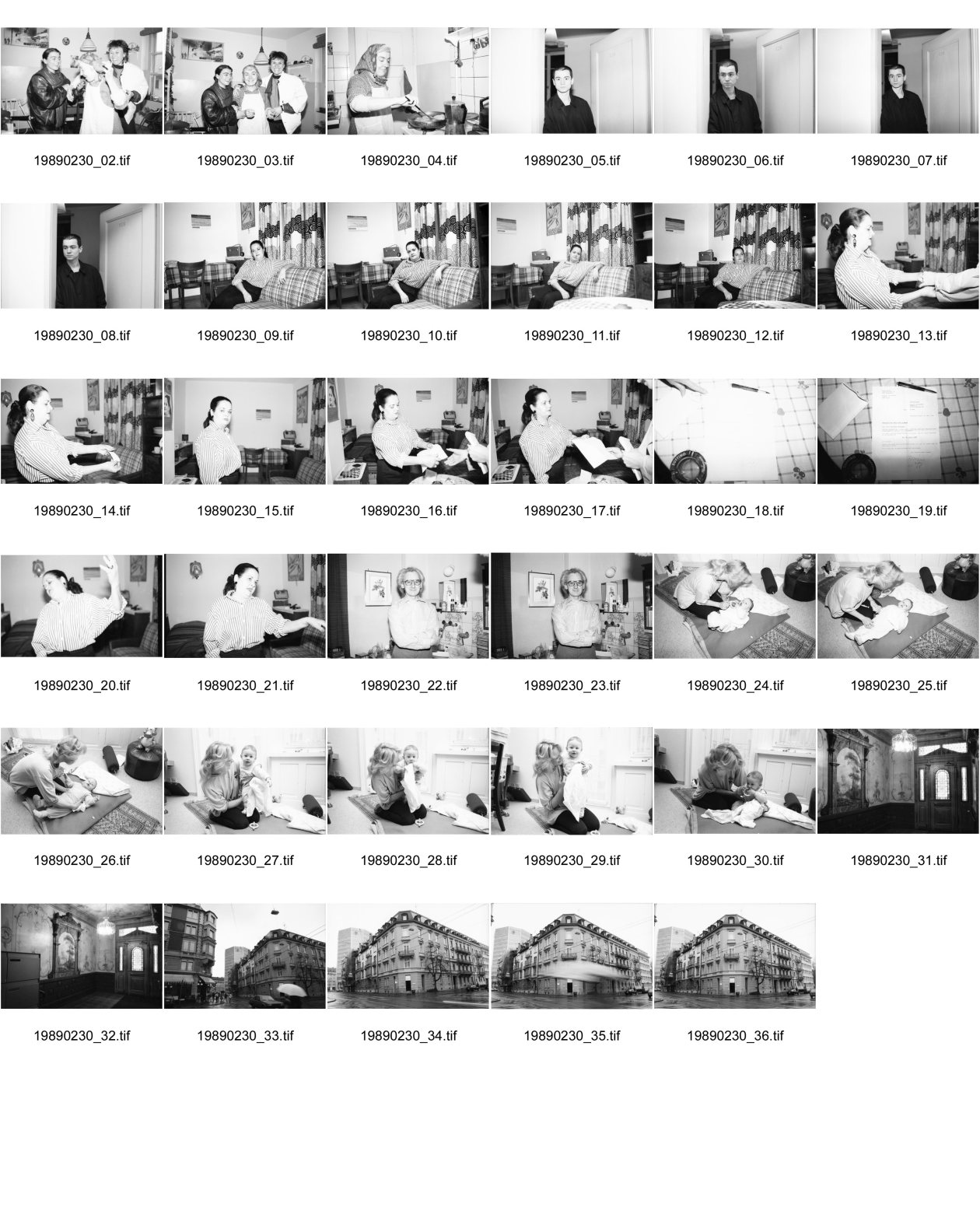Image of sheet 19890230: Maria und ihre Mutter beim Musaka Kochen, aus Kreta Xania, Cathy Erismannhof. frtsg. Portrait Hellmutstrasse 12 SI. Pierino Angelo Fossati (siehe Wohnungsnot demo Kanzlei Verhaftung) Maria Fernandez, Ihre Kündigung, Mutter mit Kleinkind. SI Hauseingang Jungendstil. An der Stockerstrasse. Mit einem Wisch (unscharfe Bewegung eines Velofahrers).
Zürich 1989