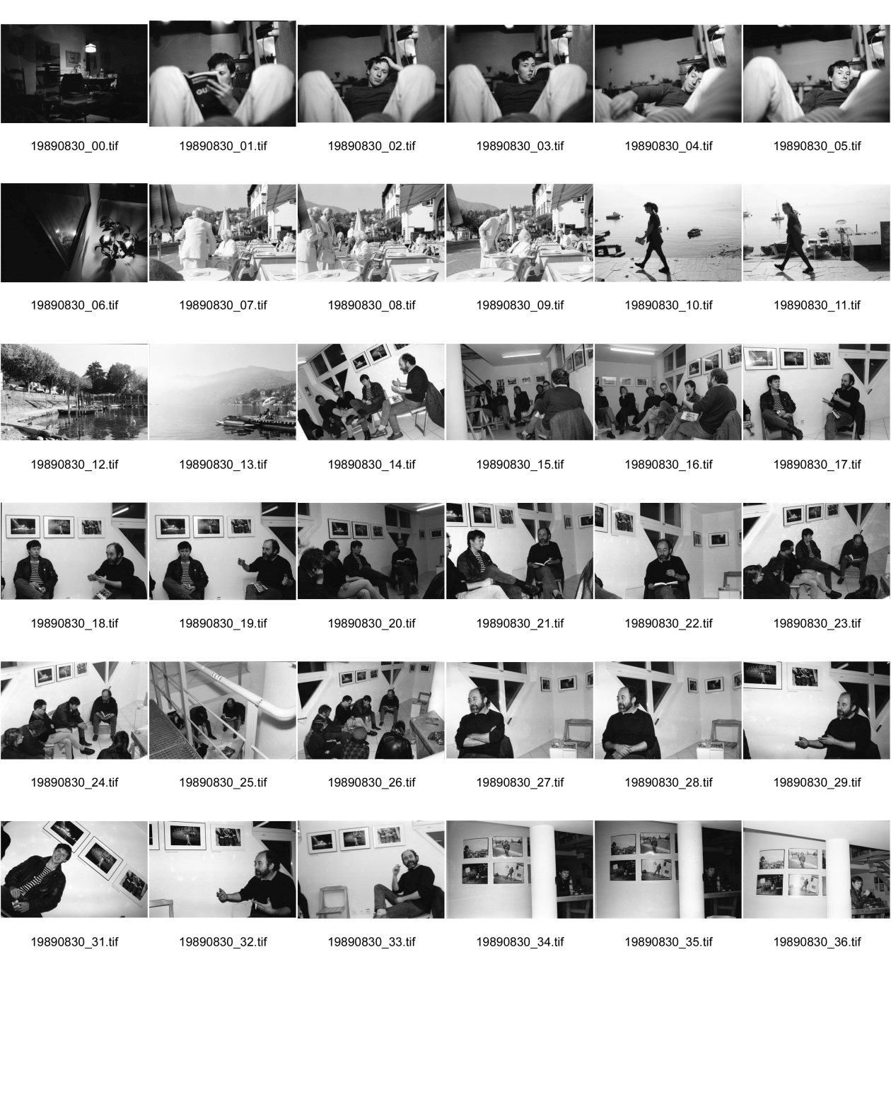 Image of sheet 19890830: Rentnerehepaar geniesst die Sonne auf der Piazza in Ascona im Tessin Ticino Olivia marschiert am Lago Maggiore in Ascona. Tessin Fotografiert von Thomas Kern.
Tiefwasserstand. Ausstellung Goldenes Chalb Aarau von Thomas Kern mit Pit Wuhrer. Journalist der Wochenzeitung, er liest aus seinem Buch über Nordirland. Kanton Aargau 1989