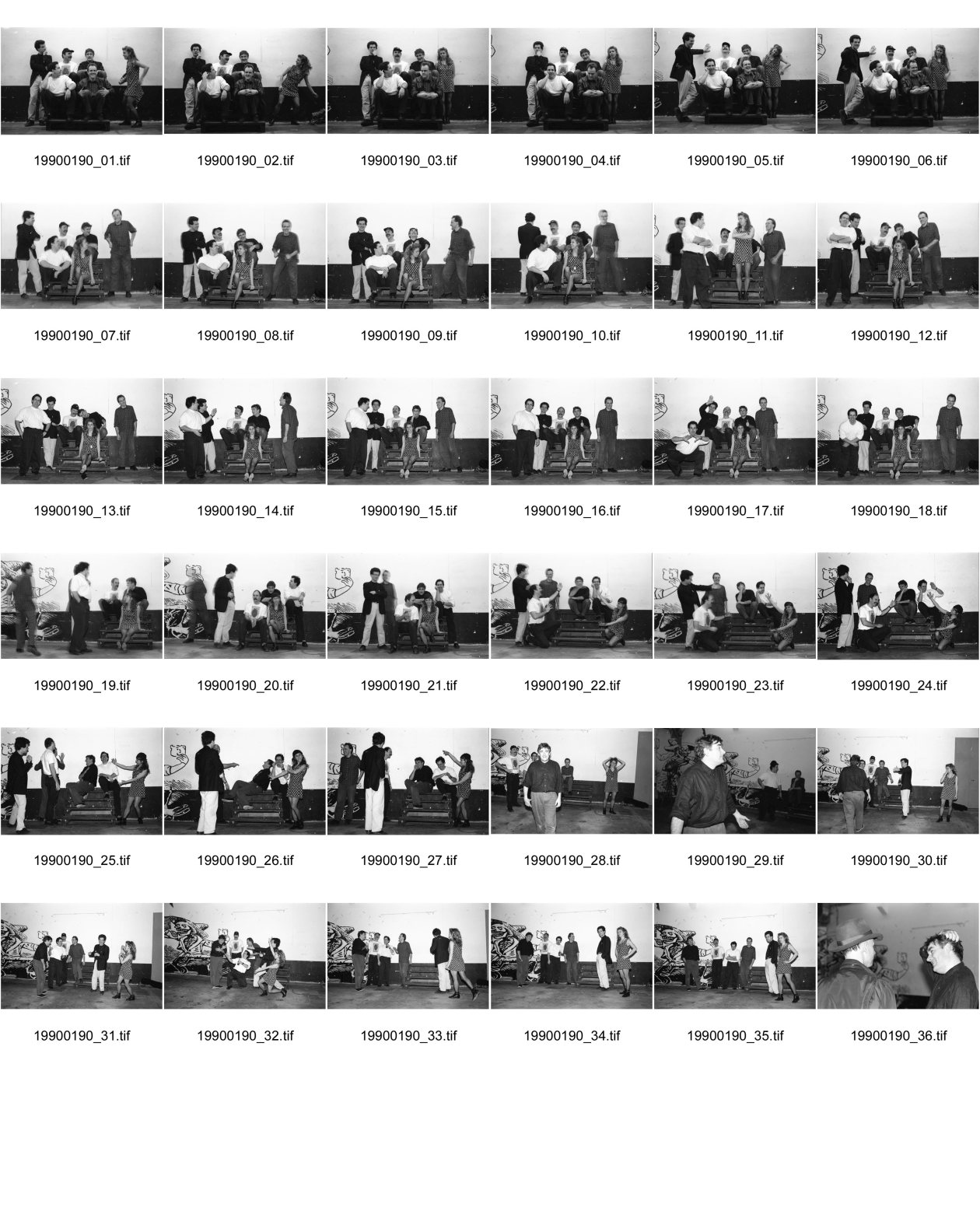 Image of sheet 19900190: frtsg. 900190        Fred Frith etc.  Music concert band Jazz Fred Frith und Bob Ostertag (oben rechts und Mitte) mit der Gruppe 'Keep the Dog' Zürich 03. 1990 Musik art Musik