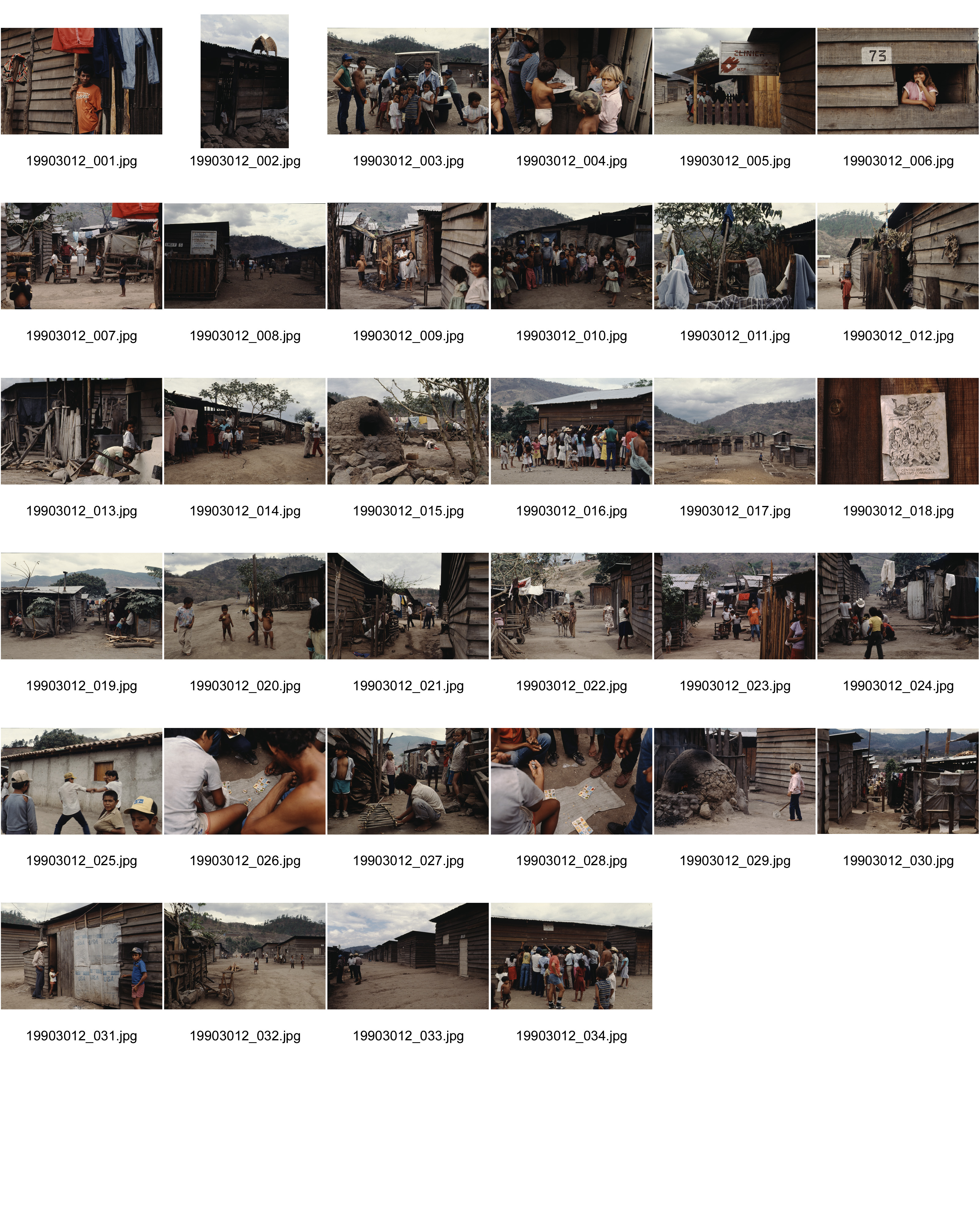 Image of sheet 19903012: Vom UNHCR geführtes Flüchtlingslager »Las Hortalizas« für vom Krieg geflohene Nicaraguaner:Innen, Teupasenti, Honduras 1990.