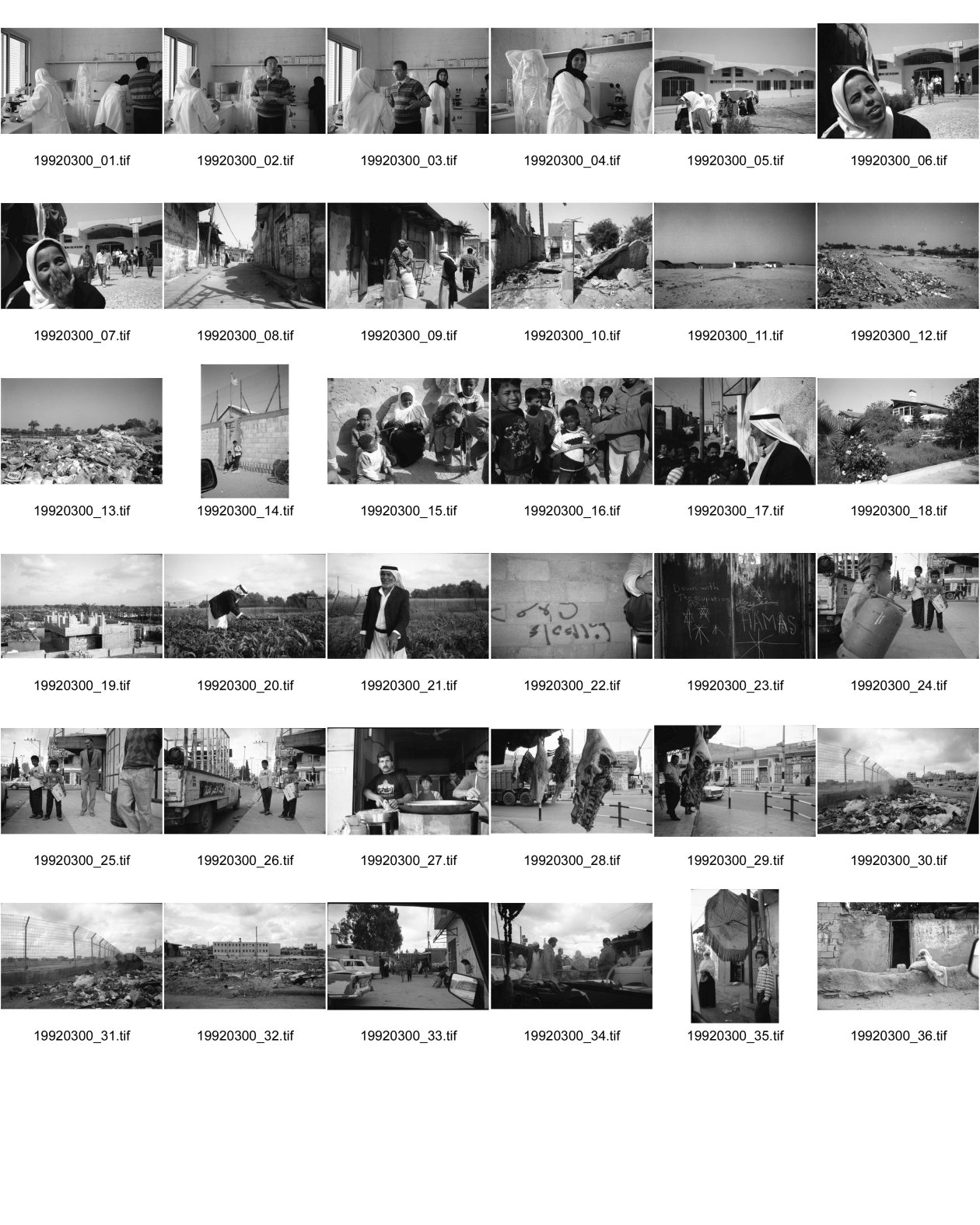 Image of sheet 19920300: Diese jungen Studentinnen sind Stolz an der Schule in der Dr. Hayder Abd el Shafi Siedlung für Technologie und Wissenschaft studieren zu können. Khan Younis, Gazastreifen Palästina 04.92. Abfallgrube von Siedlung und Hotel Gosh Katif.Am Meer. Deir Balah, (Dattelbaum) Camp mit UNWRA station. Kinder Zeitungsverkäufer buben. Zeitungen verkaufen. Gasflasche.Beduine auf Feld. Villa. Abfall in Gaza. Falaffelverkäufer mit Jerusalem T-Shirt. Fleisch. 1992 Gaza Strip Streifen 1992
Eine offene Gift Abfallmulde direkt am Meer neben einem israelischen Hotel. Gazastreifen Palästina, 04.92
An open garbage dump environmentally destructive area by the sea. Gaza, Palestine israeli occupied territory
Umwelt zerstörung Umweltverschmutzung ambient toxic
In einem Flüchtlingslager bei Khan Younis, Gazastreifen
In a Refugee Camp near Deir Balah. Palestine Gaza strip israeli occupied Palestine woman mother kids children knits kniting palestinian kopftuch headscarf black arabic arabs arab
Jabalia Camp (Arabic: مخيّم جباليا‎) is a Palestinian refugee camp located 3 kilometers (1.9 mi) north of Jabalia. The refugee camp is in the North Gaza Governorate, Gaza Strip. According to the Palestinian Central Bureau of Statistics, the camp had a population of 93,455 in mid-year 2006