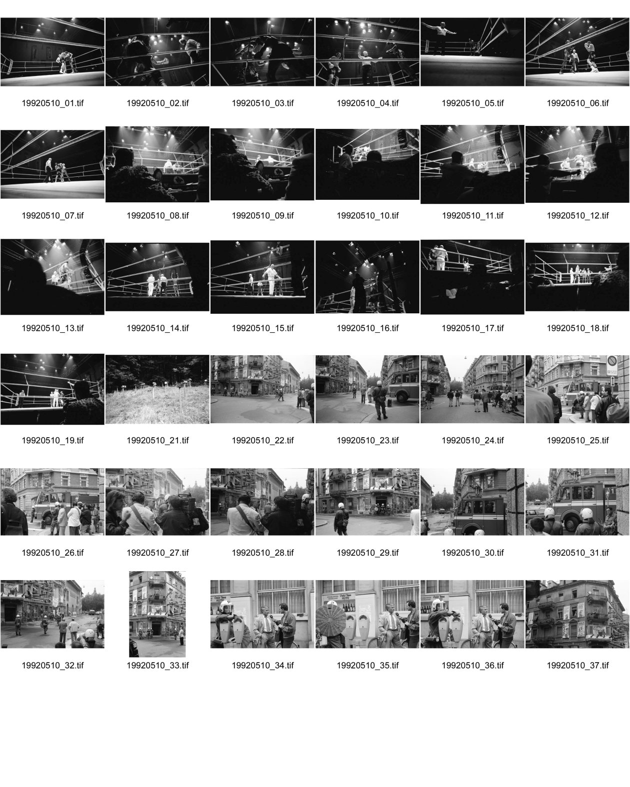 Image of sheet 19920510: Profi Boxmatch in der Zürcher Gessnerallee mit 23 ig jährigem Berner Jean Charles Meuret und 26 ig jährigen Amerikaner Ricky Hayes Schwerwelter Gewicht. 09.07.92 Räumung Bäckerstrasse 50 in Zürich Wasserwerfer Polizeipressesprecher Portrait Walter Gehriger Tel. Nr .2167082  Bienen stamm im Wald Zürich Schweiz 1992 Housing Wohnungsnot Besetzung  
Boxing (pugilism, prize fighting, the sweet science or in Greek pygmachia) is a martial art and combat sport in which two people engage in a contest of strength, reflexes, and endurance by throwing punches at an opponent with gloved hands