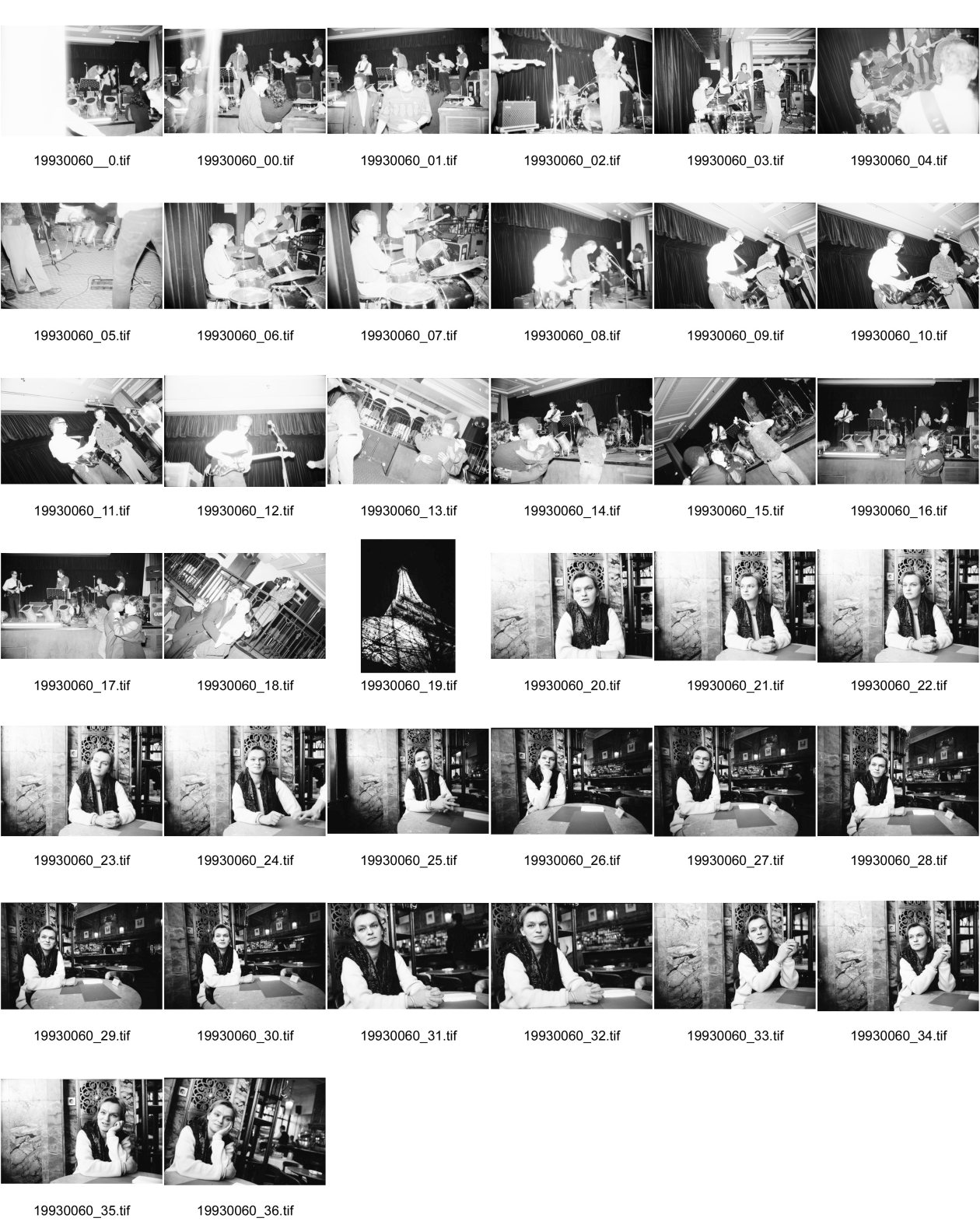 Image of sheet 19930060: frtsg. 930050 Konzert Eiffelturm Portrait Elke Heidenreich im Café Odeon für Magazin.
Während einer Tanzparty in einem Club im Eiffel-Turm. Paris France Frankreich Europe 1993 La tour d' eiffel. Eiffel tour Dance Party concert
© 1993, Olivia Heussler