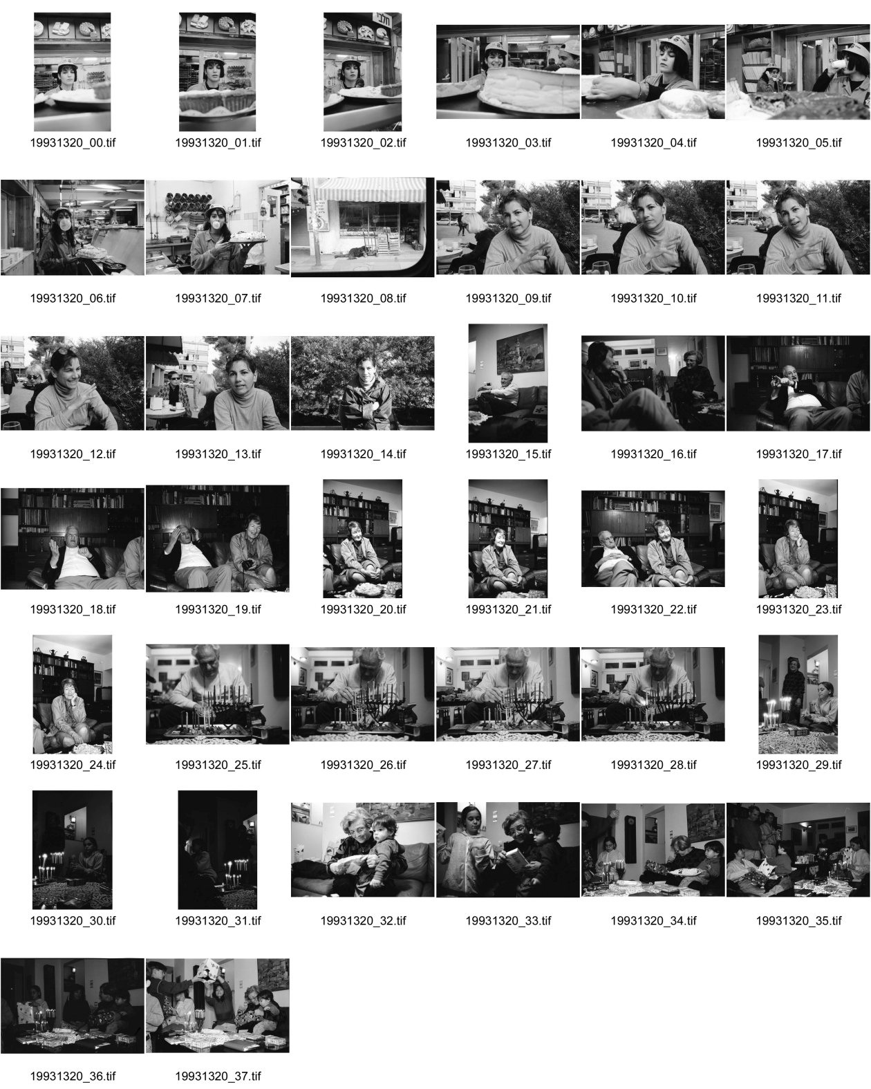 Image of sheet 19931320: frtsg. 931310 Carol, 19 jährig arbeitet für NIS 7 und 6 Tagen plus Samstag Nacht in Angel's Bakery. Sie hat Militär gemacht und will jetzt Grafikerin werden. Olivia fotografiert von Micha Baram Magnum Fotograf Ramatchen. Bei Erwin und Dogi Guggenheim Chanukka. in Nahumstr. Ramat chen. bei Tel Aviv, Pilnik's. Israel 1993