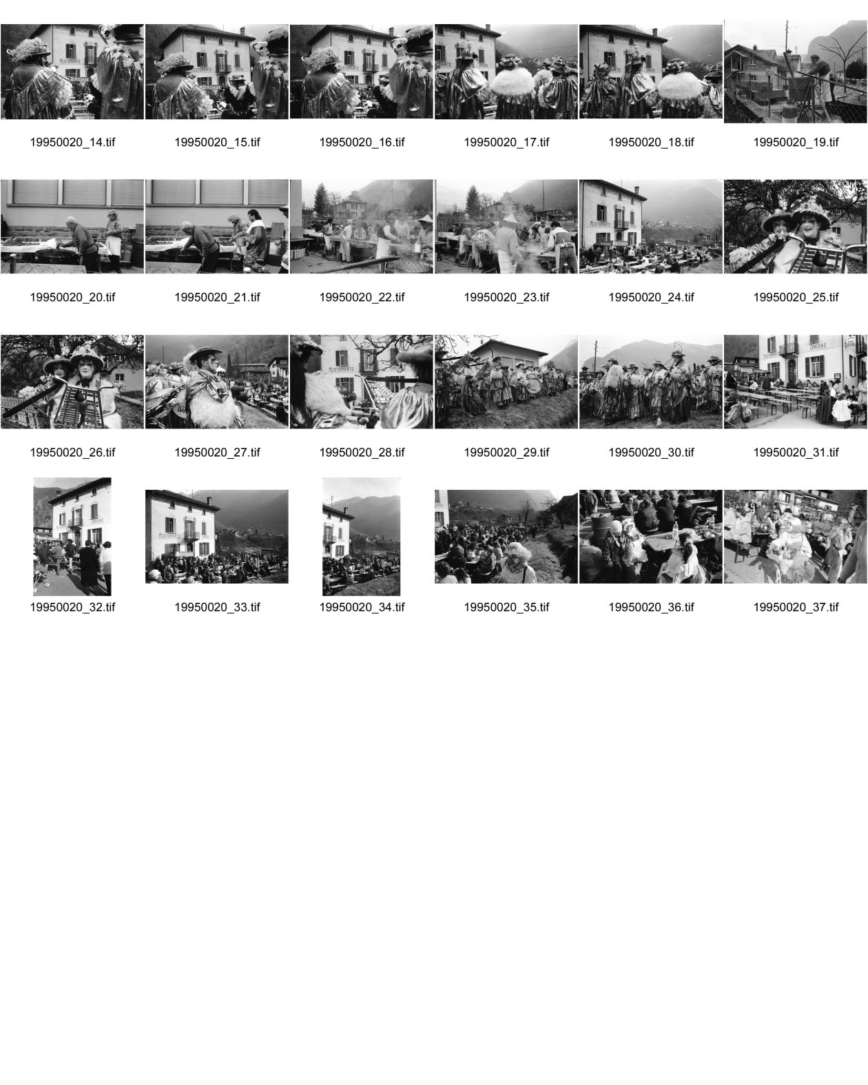 Image of sheet 19950020: frtsg. 950010 Carnevale in Gordevio vor dem Unione. mit Carla Zanoli. und Hansruedi.