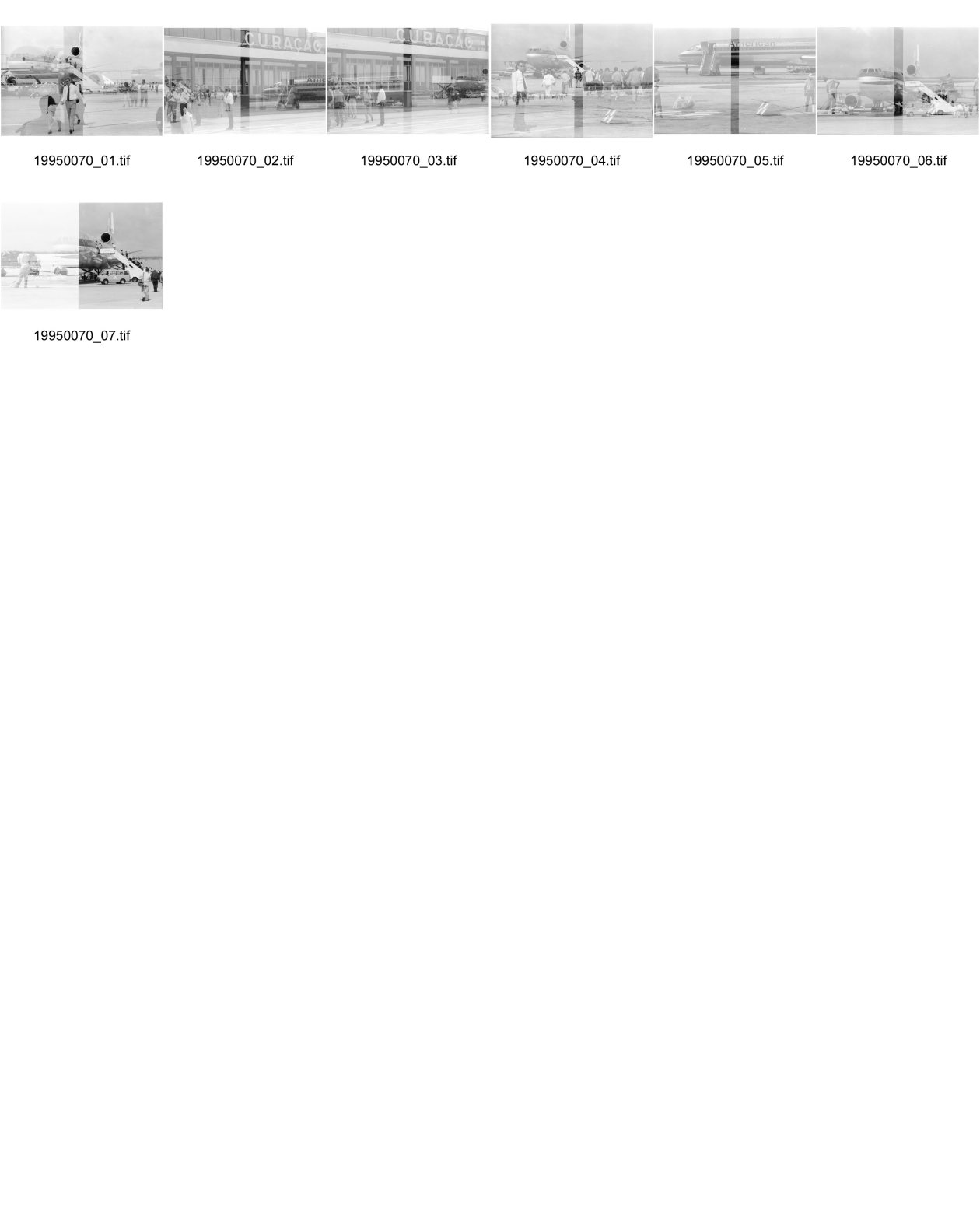 Image of sheet 19950070: Flughafen Curacao Doppelbelichtungen Flugzeug der KLM und Leute etc,