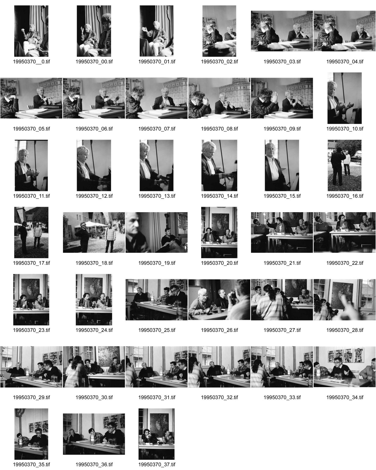 Image of sheet 19950370: Nr. 2 -9 Favrod und Predrag Matvejevic Romainmôtier  10 -15 Predrag Thomas Kern Nr. 19 und Daniel Schwartz. Luc Chessex 26 Jean Mohr und D.Sch. Nr. 20 etc. Kanton Waadt Vaud Schweiz 1995 Romainmôtier Suisse Switzerland