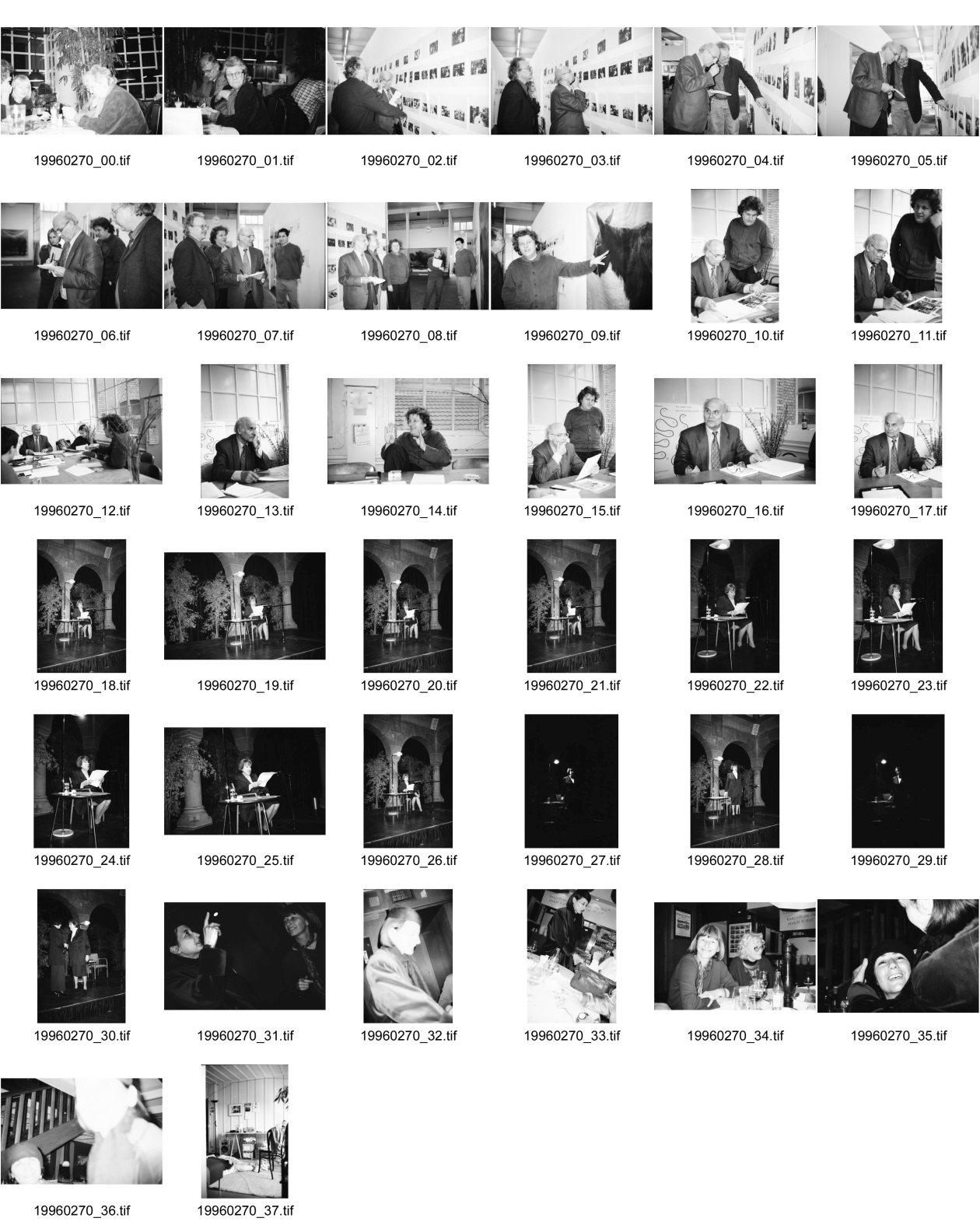 Image of sheet 19960270: Lesung Maria Becker im Stadthaus anlässlich Ausstellung Alis Guggenheim 1896 -1996 Gedichte und Auszug aus Tagebuch. Maja Wicki Brigitte Walz Richter Olivia Nr. 35 Ruth Guggenheim Lars Müller 

Ryszard Kapuściński (Polish pronunciation: [ˈrɨʂart kapuɕˈt͡ɕiɲski] ( listen); March 4, 1932 – January 23, 2007) was a Polish journalist and writer whose dispatches in book form brought him a global reputation. Also a photographer and poet, he was born in Pińsk—now in Belarus—in the Kresy Wschodnie or eastern borderlands of the second Polish Republic, into poverty: he would say later that he felt at home in Africa as "food was scarce there too and everyone was also barefoot".[1] Kapuściński himself called his work "literary reportage",[2] and reportage d'auteur.[3] In the English-speaking world, his genre is sometimes characterised as "magic journalism" (in counterpoint to magic realism), a term coined for him by Adam Hochschild in 1994. More recently, during the period since his death, scholars have indicated the similarities between Kapuściński's style of writing and the traditional Polish form known as the gawęda szlachecka. He was one of the top Polish writers most frequently translated into foreign languages, having been surpassed on this count only by the Nobel Prize-winner, Wisława Szymborska.

mit Toni Linder DEH in Baden Sitzung und Besprechung Photobuch  Zürich 1996