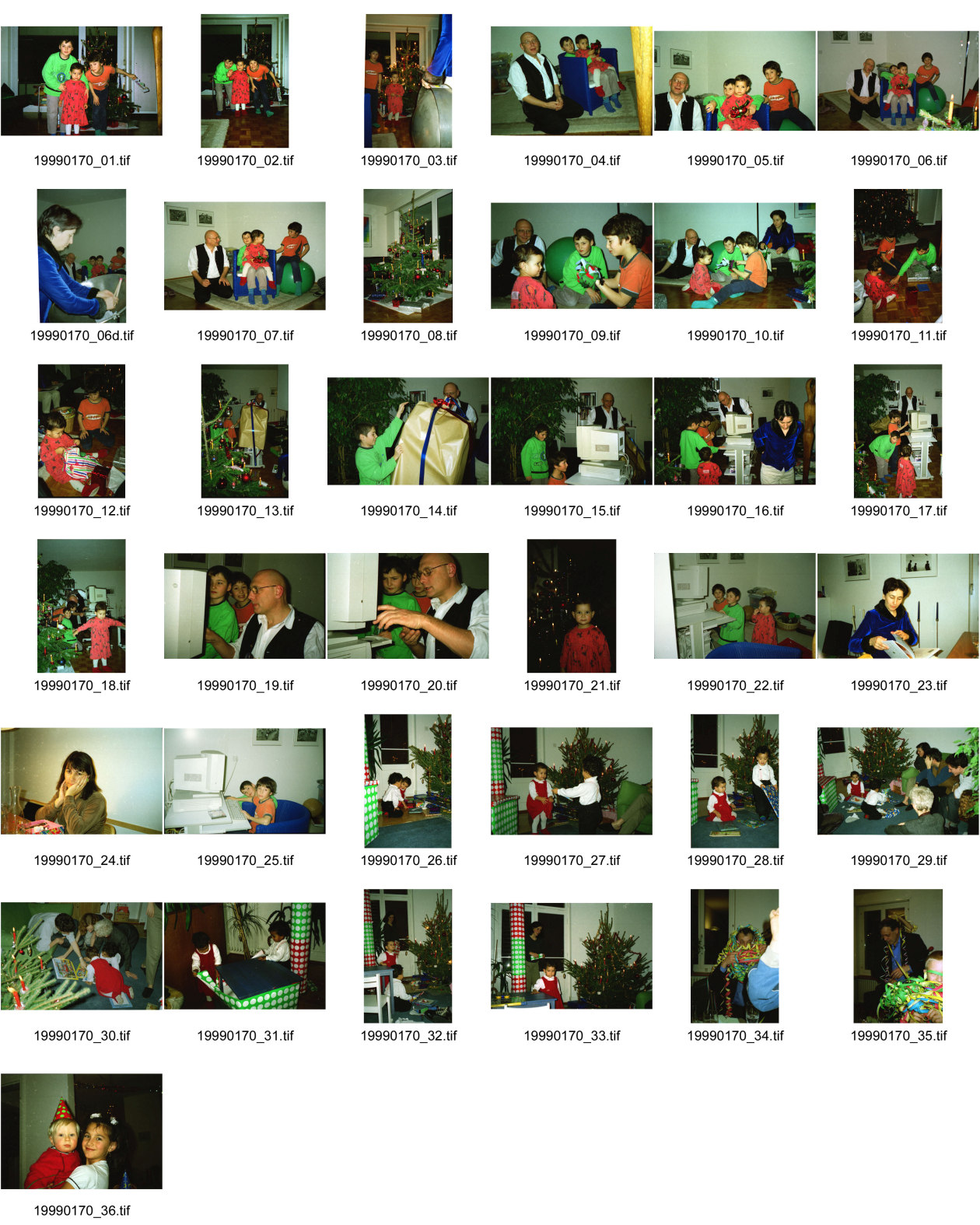 Image of sheet 19990170: Weihnachtsfest mit Alis bei Wolfram Müller und Margrit mit Osman und Patrick
 25.12 bei Raoul und Chudi mit Daniel und Christina Silvester Party bei Phillippe und Maria mit Anton Bruhin etc. Kids von Blarer Zürich 1999