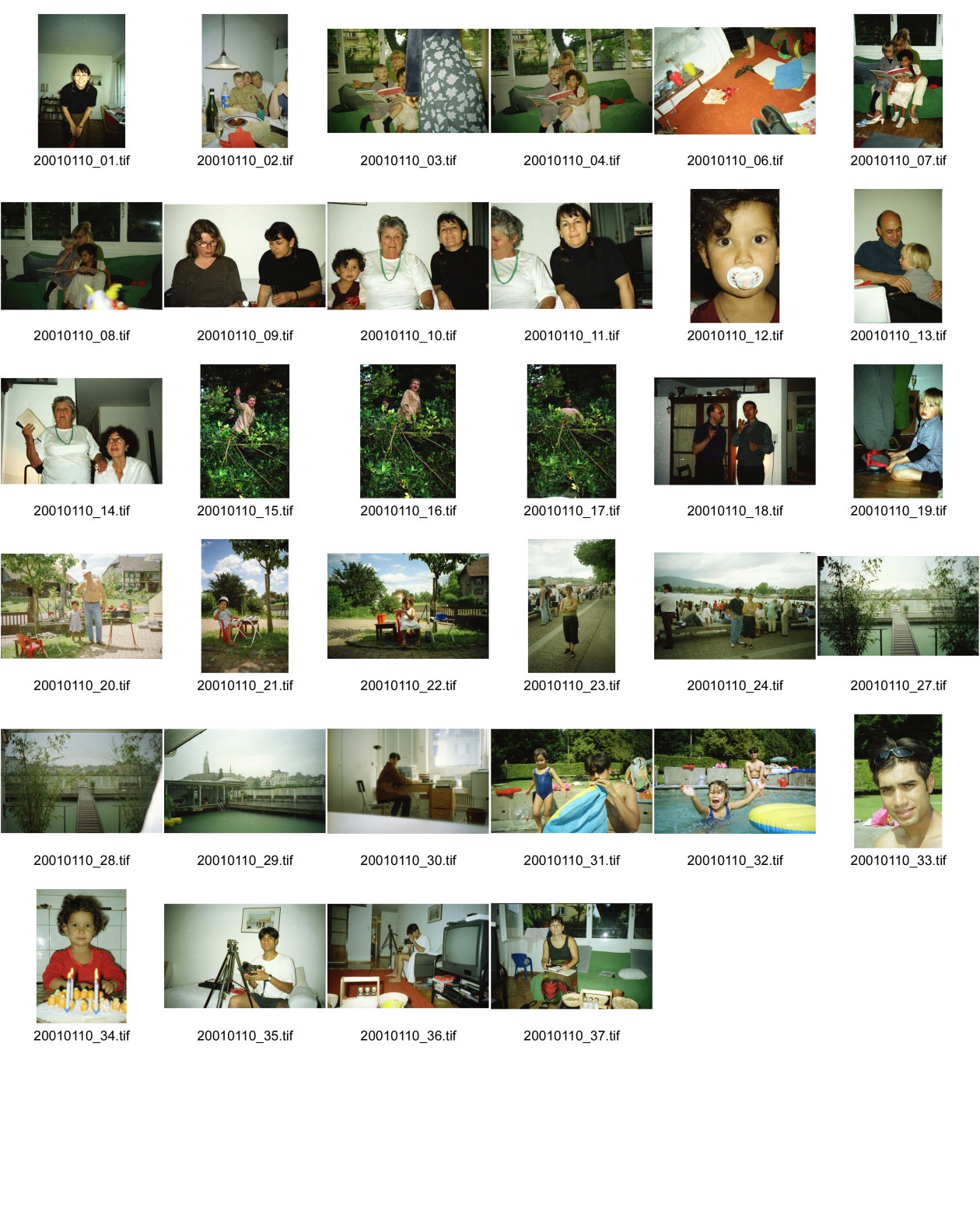 Image of sheet 20010110: Shazad Khan Alis Heussler Geburtstag 4 Jahre alt  Ruth Guggenheim Hegibachstrasse
Olivia Heussler Büro