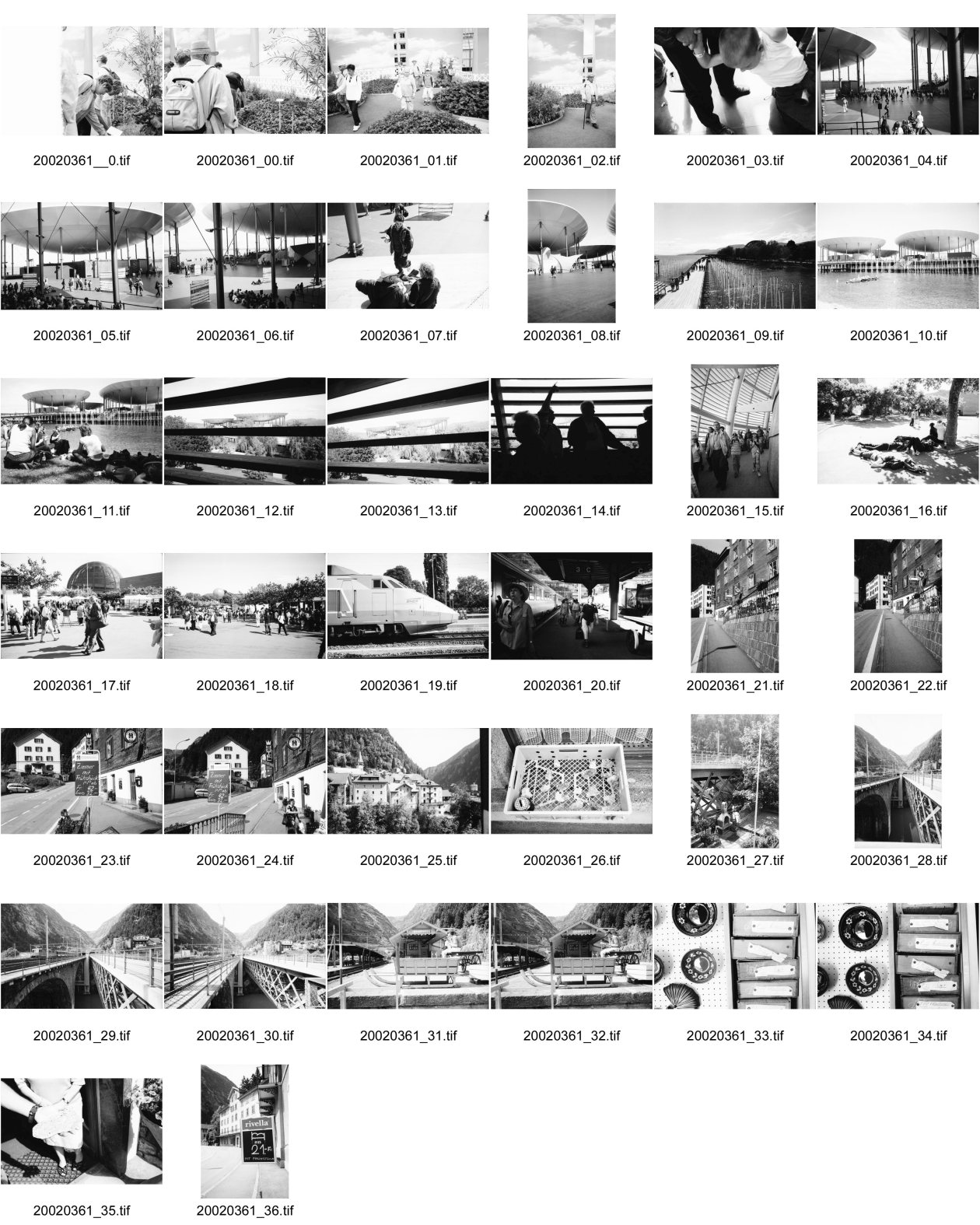 Image of sheet 20020361: Expo 02 Neuchatel TGV Göschenen Hotel Mineralien Gotthard Souvenir Brücke Eisenbahntunnel Eingang Schlitten Post alter