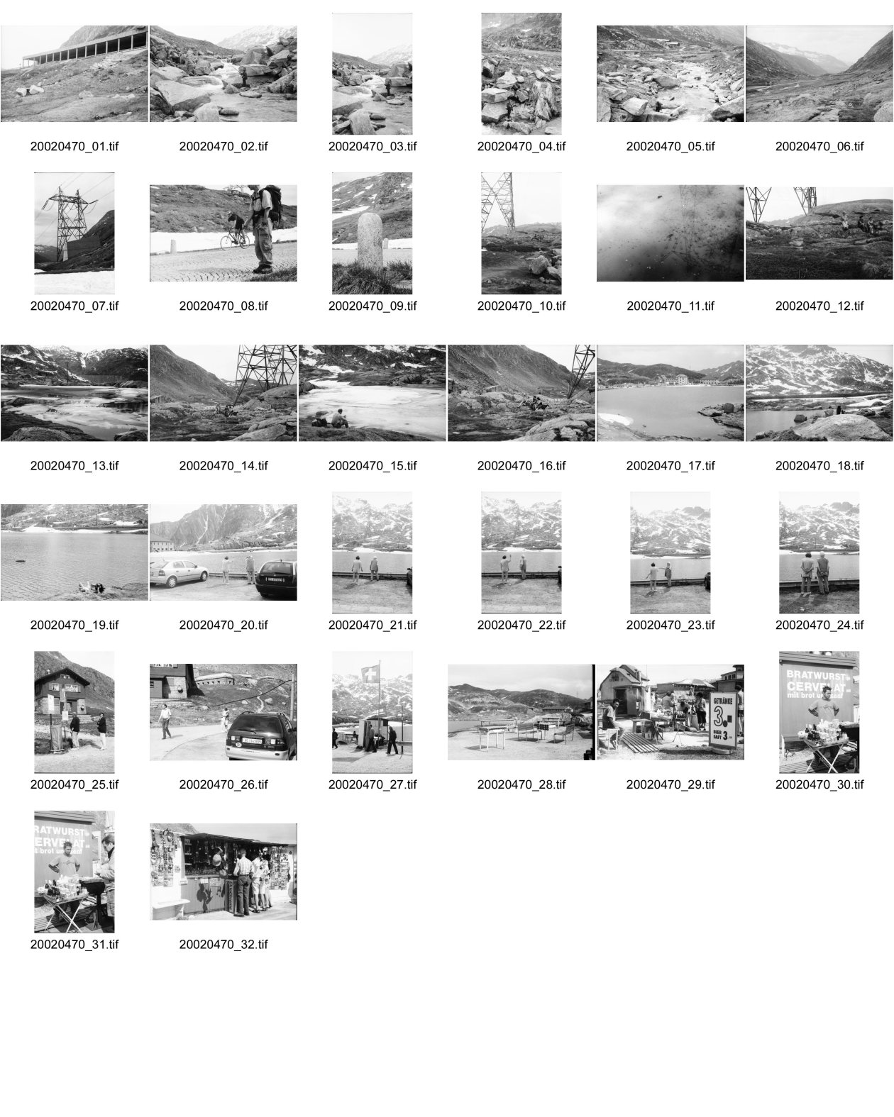 Image of sheet 20020470: Gotthard Hospiz Passhöhe Bratwurststand Stausee Elektrizität s mast Gallerie Bergsee Stausee Grill