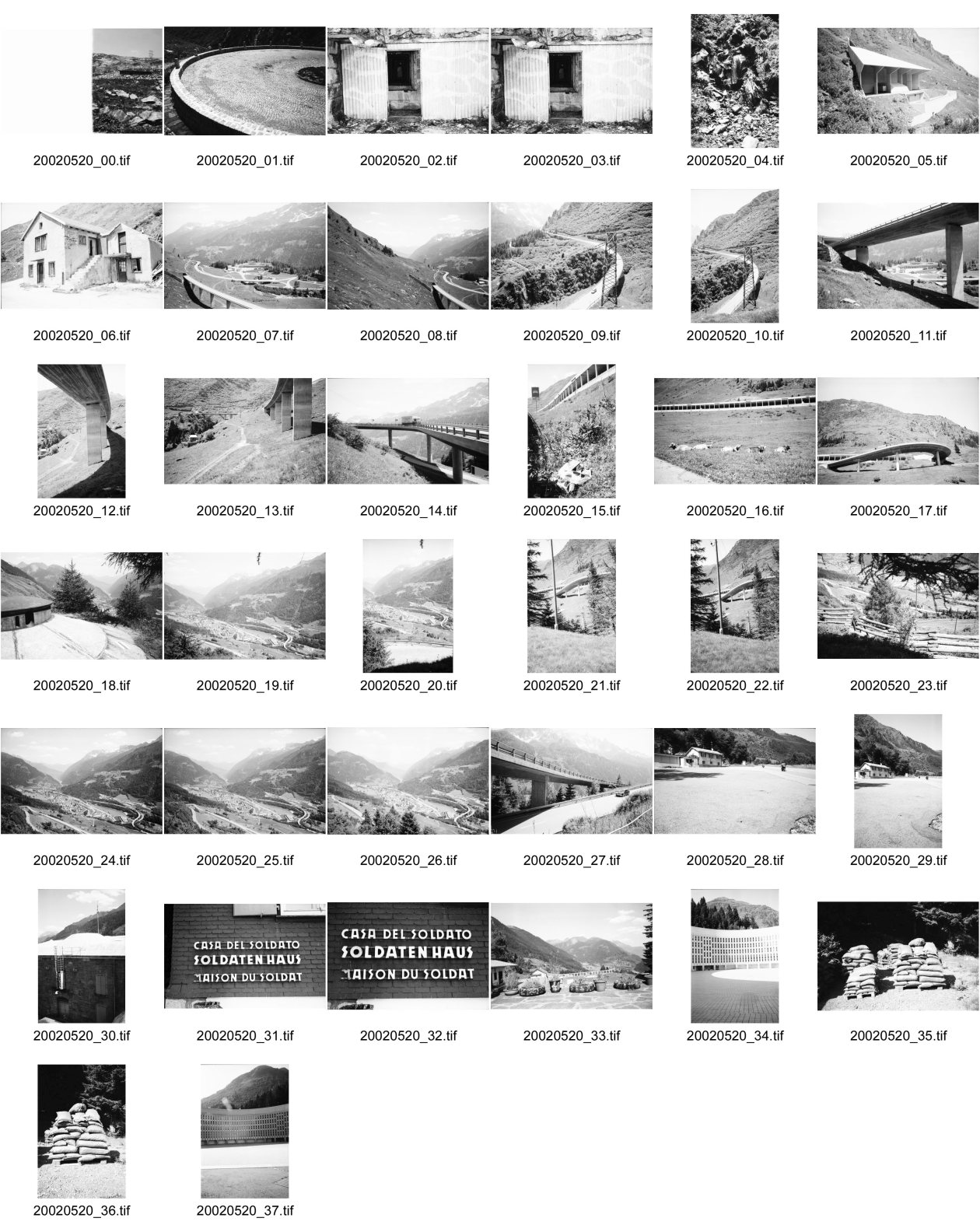 Image of sheet 20020520: Gotthard Nationalstrasse Passstrasse Tremola Airolo Kaserne Bedrina Tunnelbelüftung Militärsiedlung Moto Bartola Viadukt neue Strasse Pflastersteine Kurve aus dem Berg gebaut Kanton Tessin, Schweiz Via Gottardo Switzerland