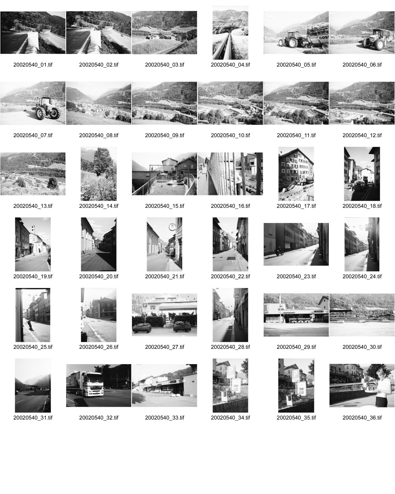 Image of sheet 20020540: Gotthard Nationalstrasse Airolo Bahnhof Lastwagen Serviertochter Kirche Heuwagen
aus: Gotthard, das Hindernis verbindet Schweiz, Svizzera, Switzerland Kanton Tessin Ticino
