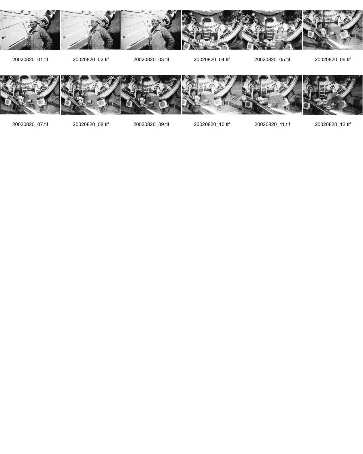Image of sheet 20020820: Gotthardbasistunnel Neat AlpTransit AG Suedportal Tunnelbohrmaschine Arbeiter aus England Schweisser 
aus: Gotthard, das Hindernis verbindet. Kanton Tessin, Ticino, Schweiz Svizzera, Switzerland