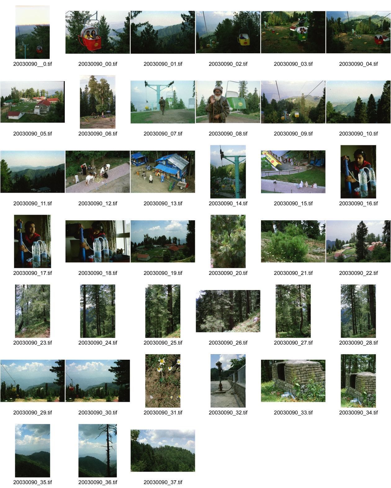 Image of sheet 20030090: Ayubia is a small town in the Khyber-Pakhtunkhwa province of Pakistan. It is located near the Pakistan Kahmir hills and Galyat is home to Ayubia National Park. It is a very famous tourist destination and includes one of the oldest chair lifts of the area.
Leute Männer  Shahzad Khan Mann beim Wasser filtern mit Katadyn in Pet Flaschen.  Wald Bäume im Galyat tal
(eine der ältesten) Gondelbahn auch für Familien im National Park. Staatliches Hotel
