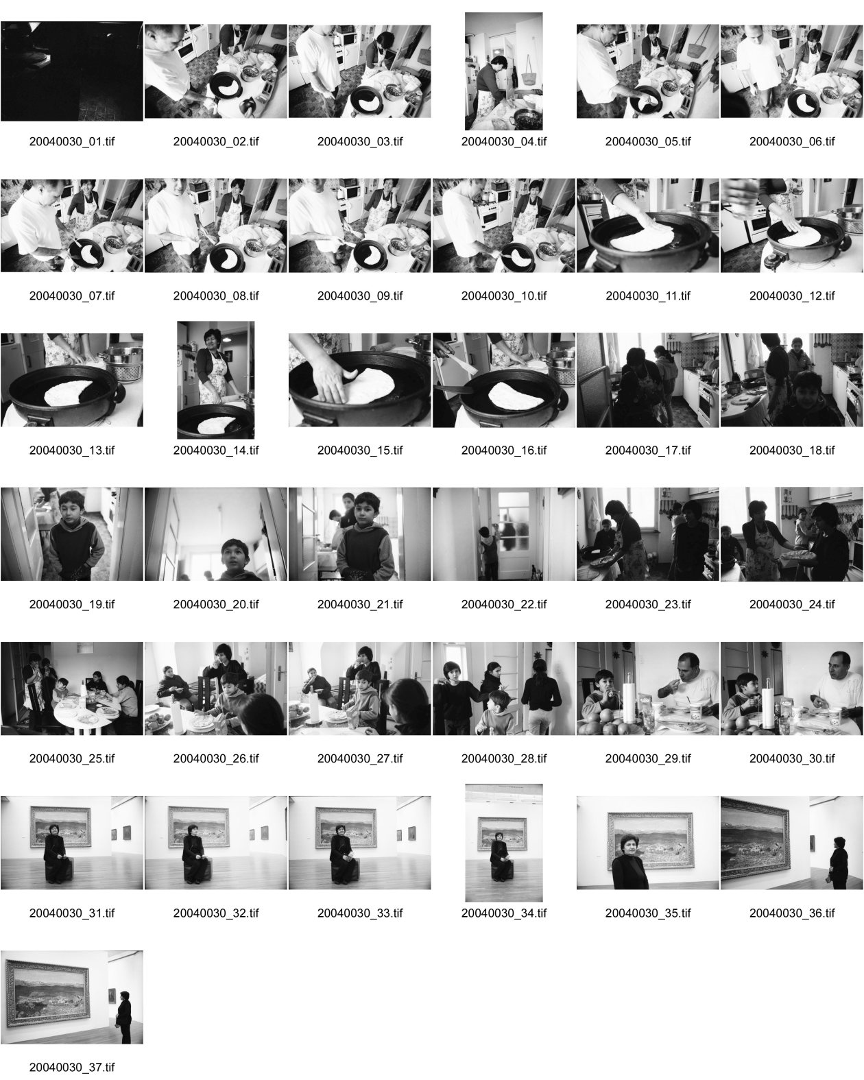 Image of sheet 20040030: Portrait der Flüchtlingsfamilie Nafissa und Chassem Saya Familie aus Afghanistan bei sich zu Hause mit Salim Shabana Behesta und Shahira in der Küche am Pita backen
mit Lauch gefüllte Teigtaschen