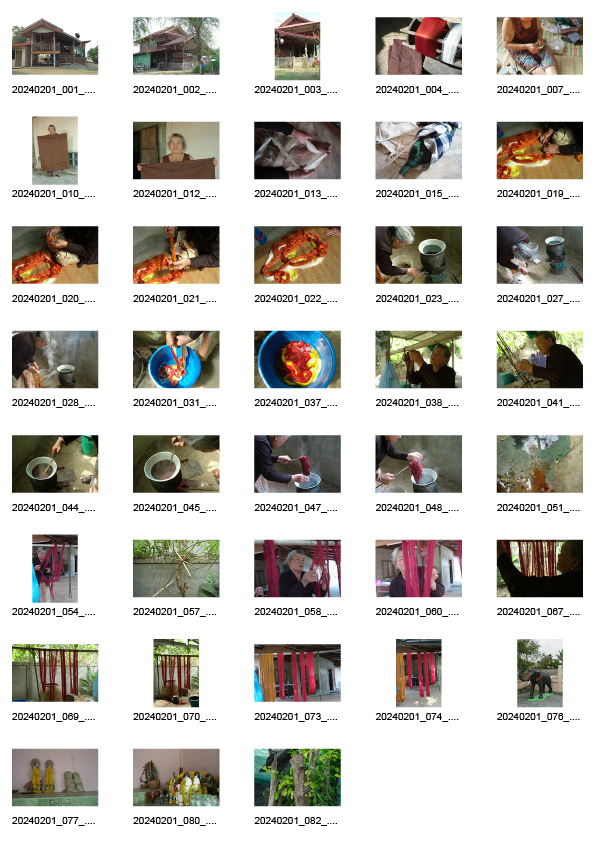 Image of sheet 20240201: Seidenfaden-Verarbeitung und Färben, Baan Din Daeng, Rattanaburi District, Surin Provinz, Isaan Nordostregion Thailand 2024.